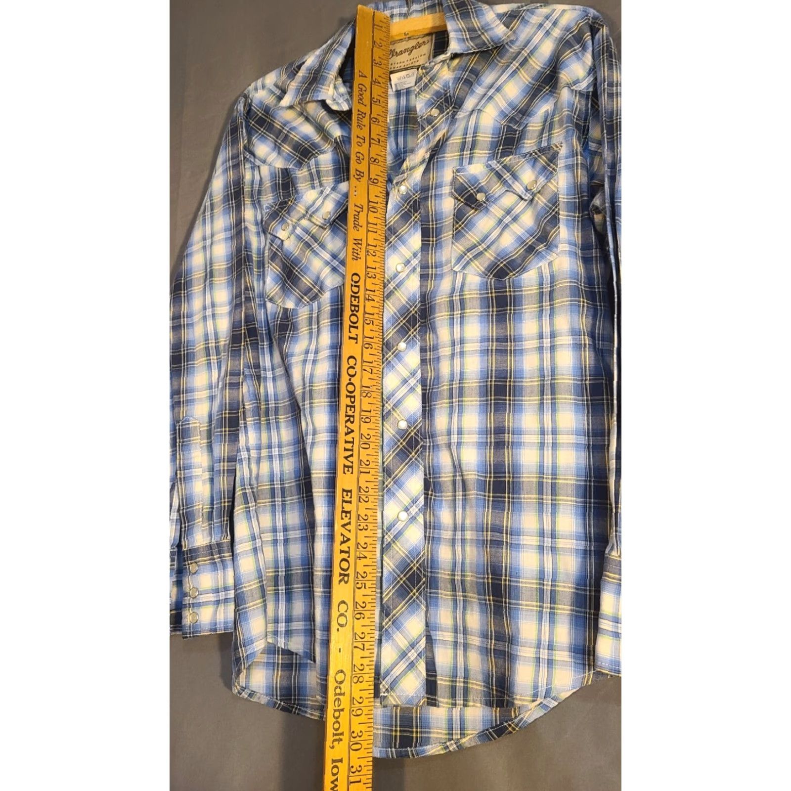 Wrangler Wrangler Mens Blue White Plaid Pearl Snap Shirt Western Long Sleeve Size Medium Size US M / EU 48-50 / 2 - 6 Thumbnail