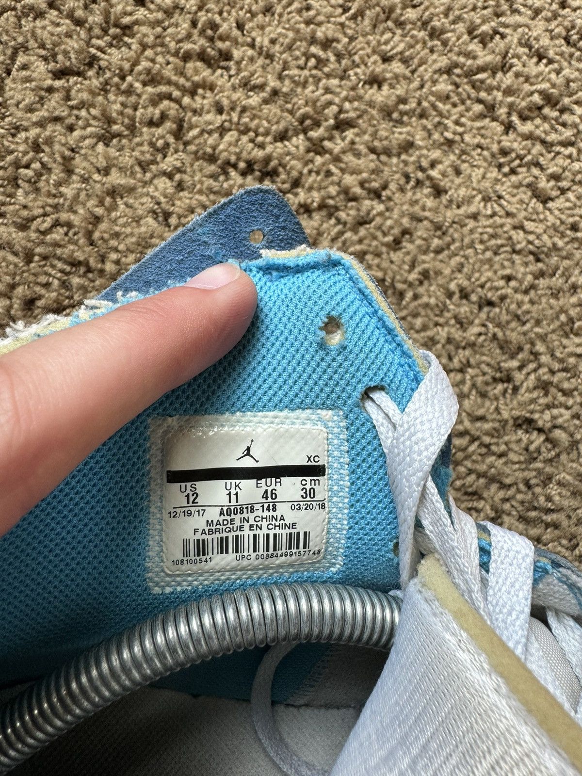 Jordan Brand Off-White Jordan 1 High UNC size 12 Size US 12 / EU 45 - 9 Thumbnail