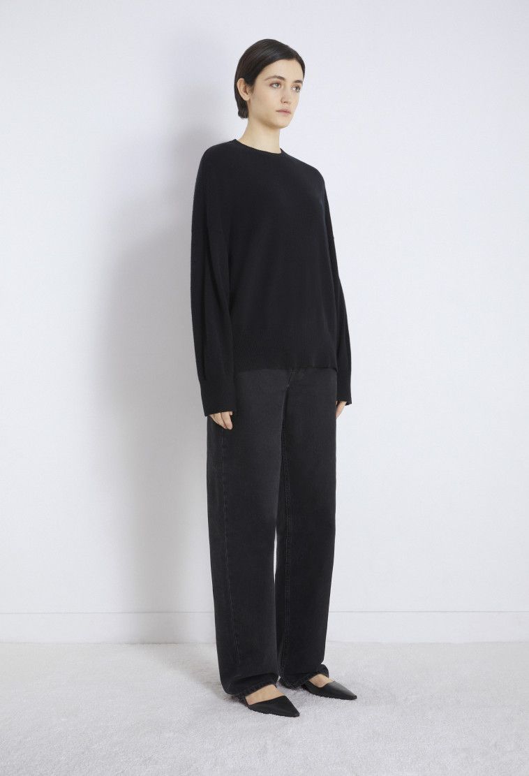 Loulou de Saison o1s22i1n1024 Cashmere Pullover Sweater in Black Size S / US 4 / IT 40 - 4 Thumbnail