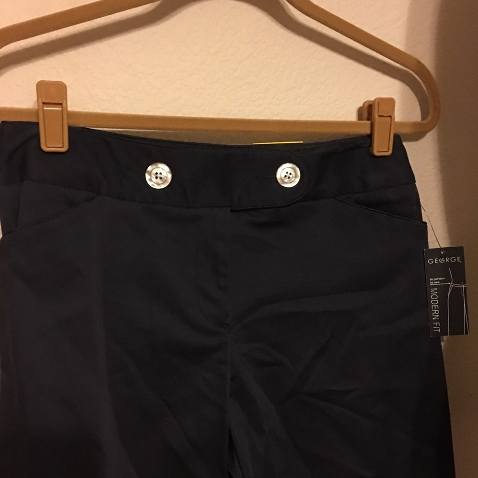 George George Stretch dark navy modern fit pants NWT 10P Size 32" / US 10 / IT 46 - 2 Thumbnail