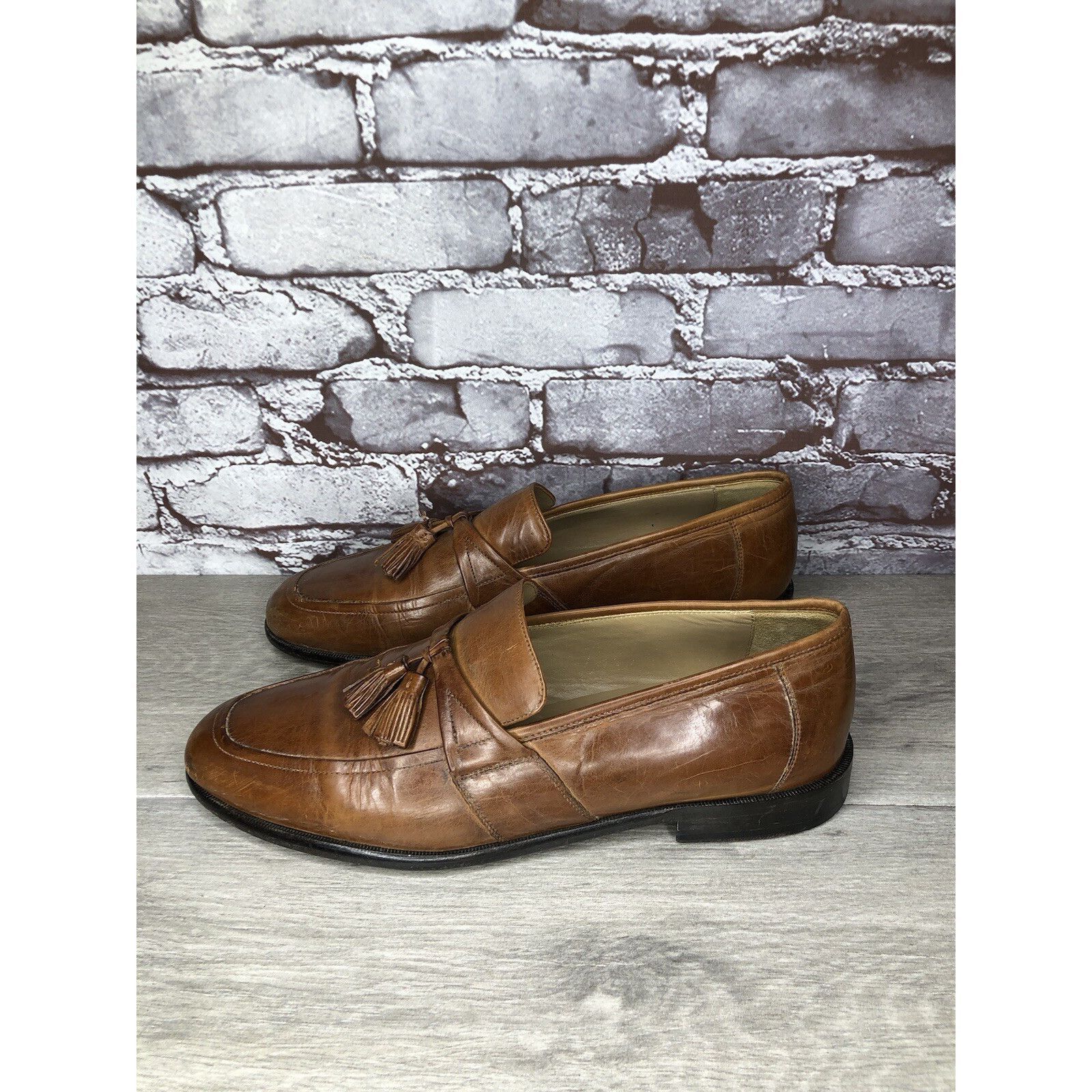Johnston & Murphy Johnston & Murphy Brown Leather Tassel Loafers Dress Shoes M Size US 11 / EU 44 - 14 Thumbnail