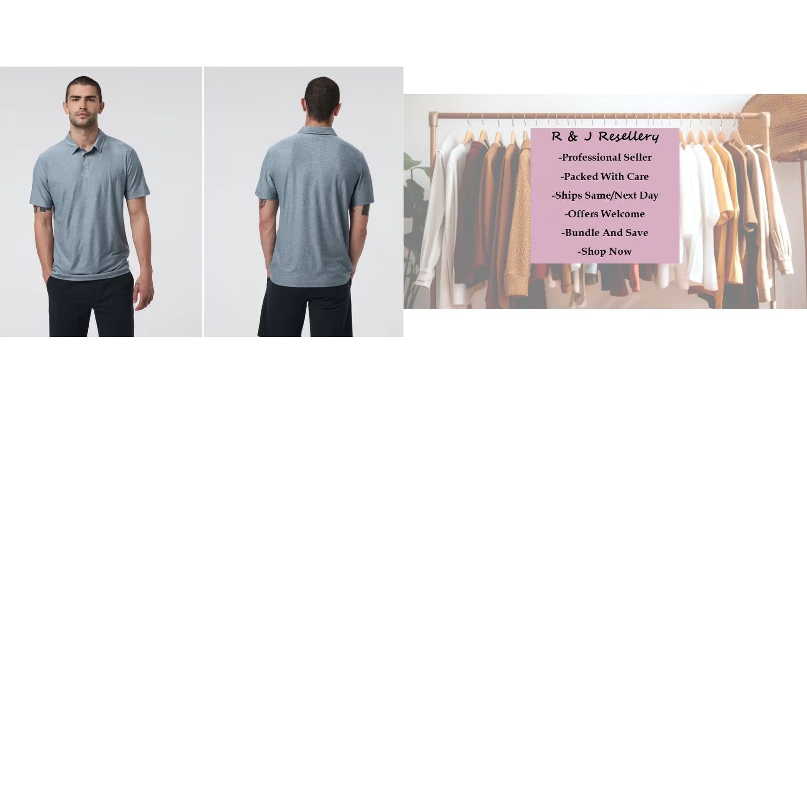 Vuori Vuori Polo Shirt Mens L Blue Strato Tech Pullover Collared Logo 21" Pit to Pit 27.5" Shoulders Vintage No Size US L / EU 52-54 / 3 - 8 Thumbnail