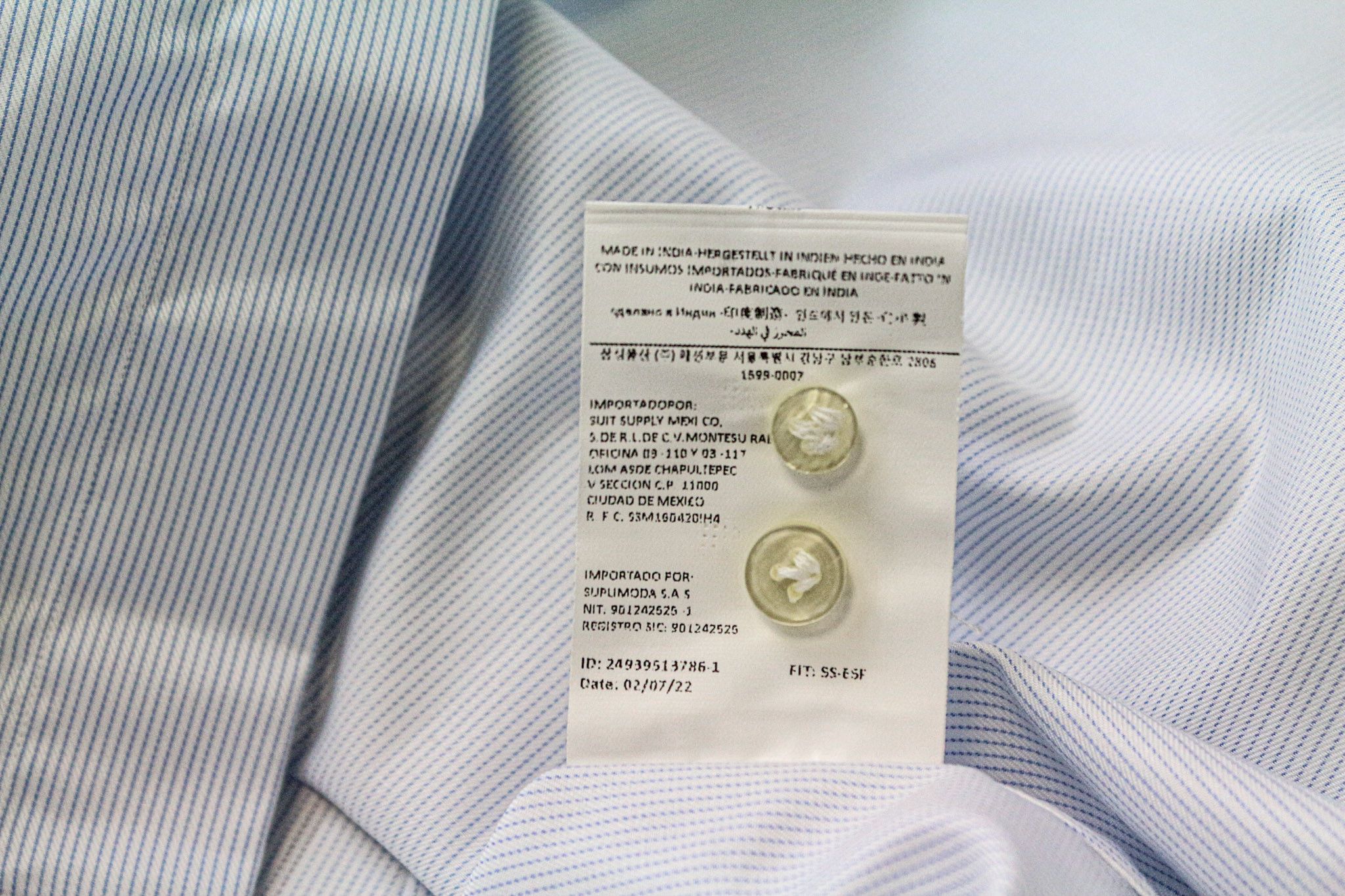 Suitsupply ~XS/S Extra Slim Light Blue Cotton Striped Shirt 77095 Size US XS / EU 42 / 0 - 6 Thumbnail