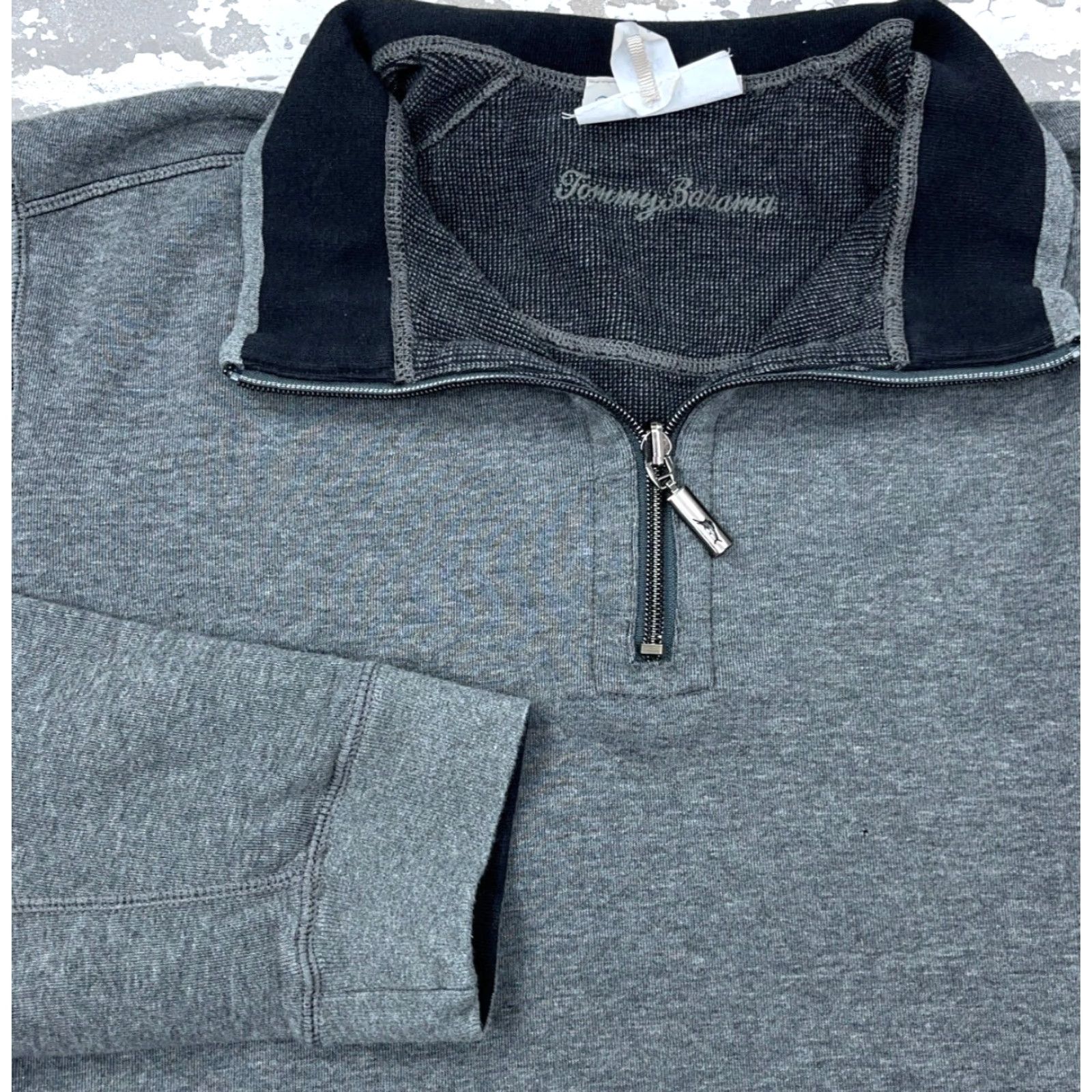 Tommy Bahama Tommy Bahama Sweater Mens XL Gray Black 1/4 Zip Reversible Knit Pullover All Seasons Casual Modern Classic Vintage: No? Size US XL / EU 56 / 4 - 4 Thumbnail