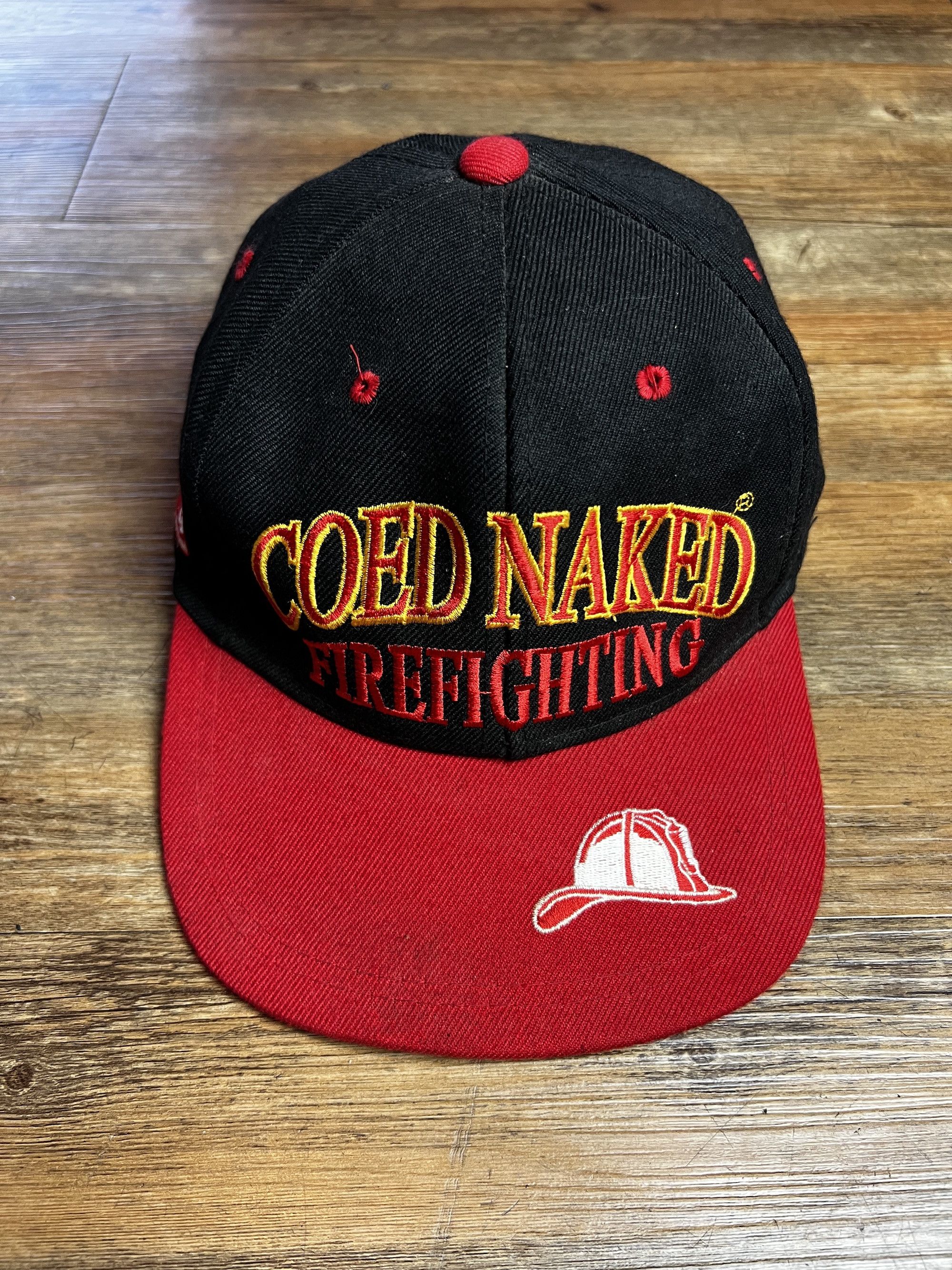 Vintage Vintage 1990's Coed Naked Sportswear - Firefighting Snapback Size ONE SIZE - 11 Thumbnail