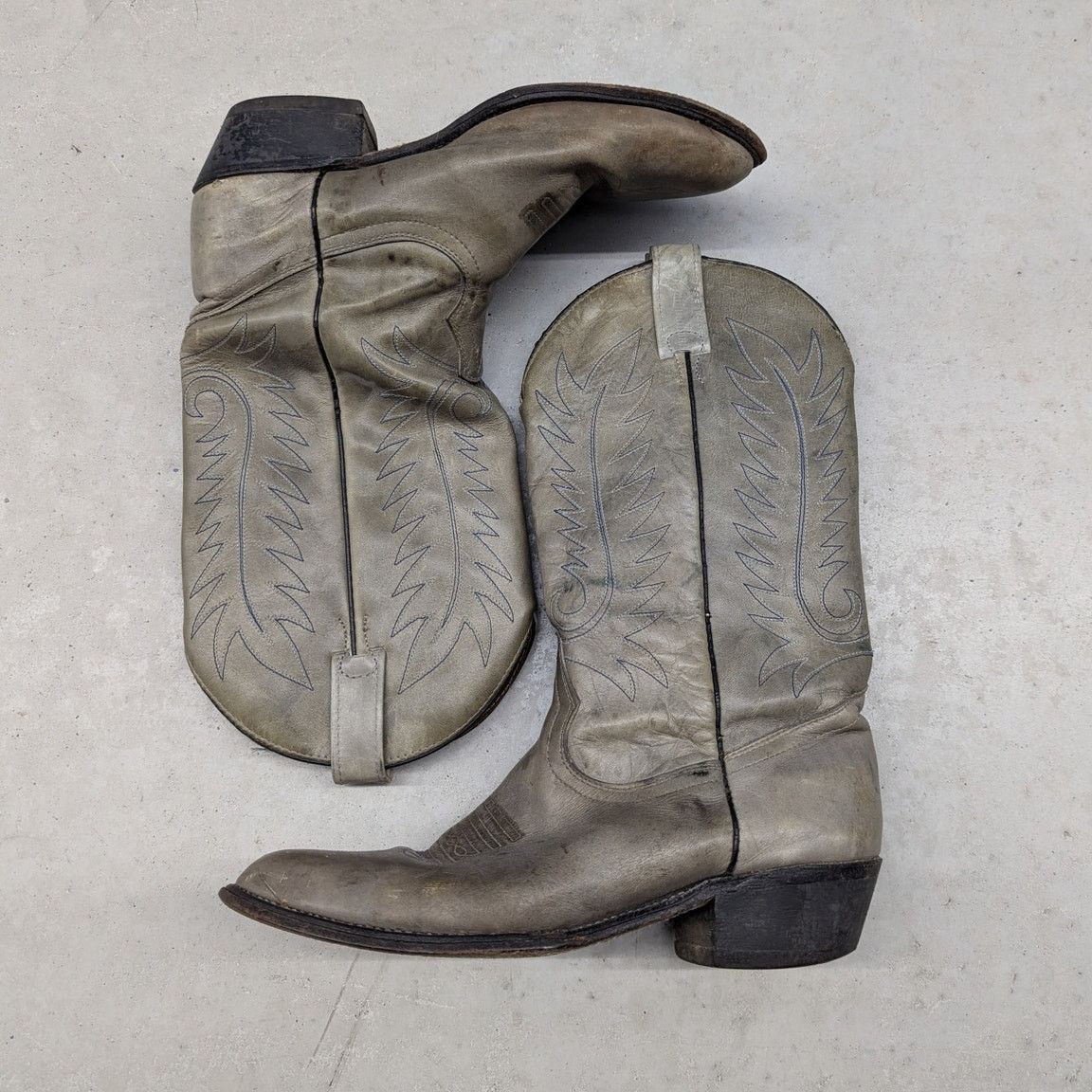 Vintage × Western Mountaineering Vintage Double H Grey/Green Cow Boy Boots Size US 8 / EU 41 - 1 Thumbnail