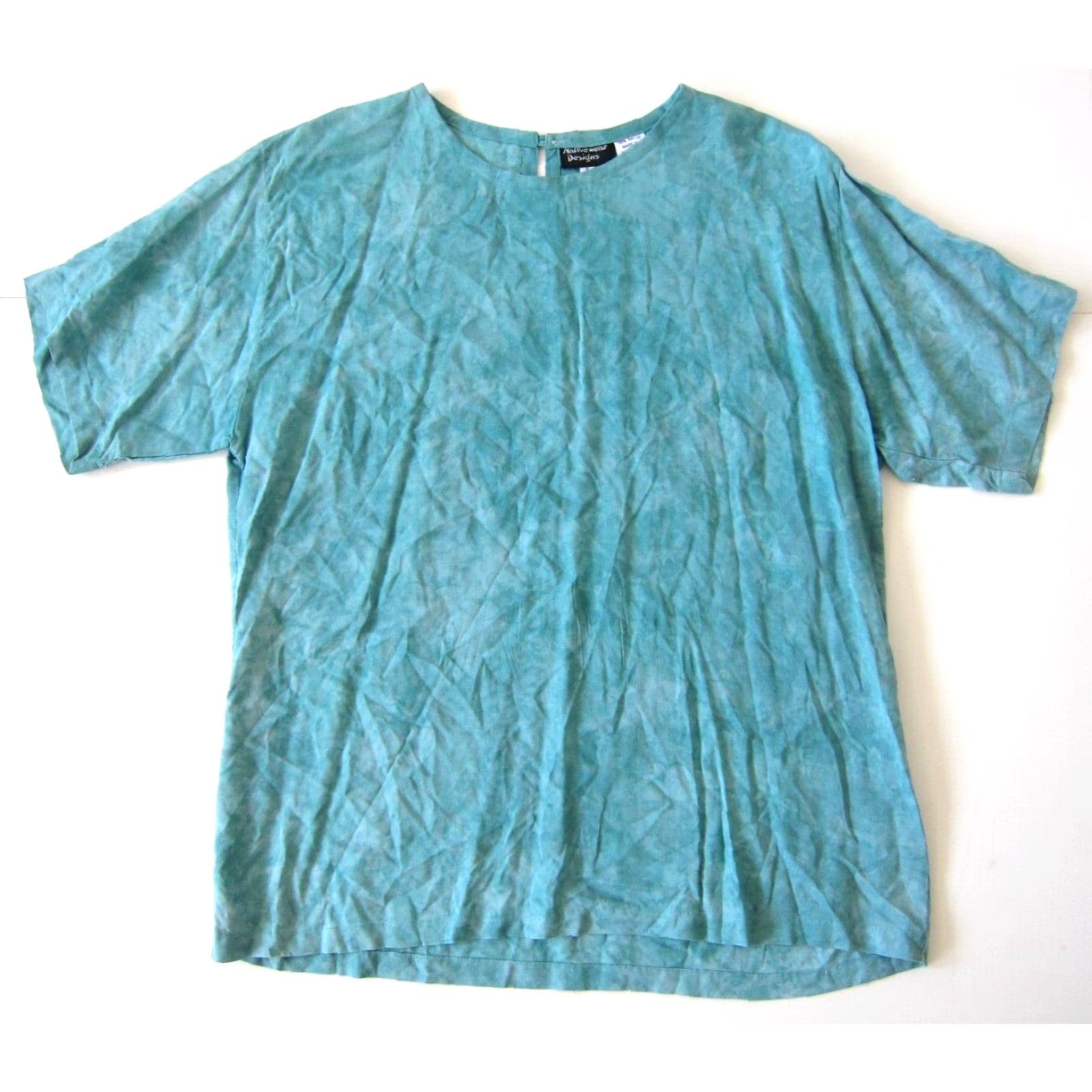 4SDESIGNS Vtg Nativewear Designs Ray on Green Tie Dye Short Sleeve Tunic Peasant Blouse S Size S / US 4 / IT 40 - 2 Thumbnail