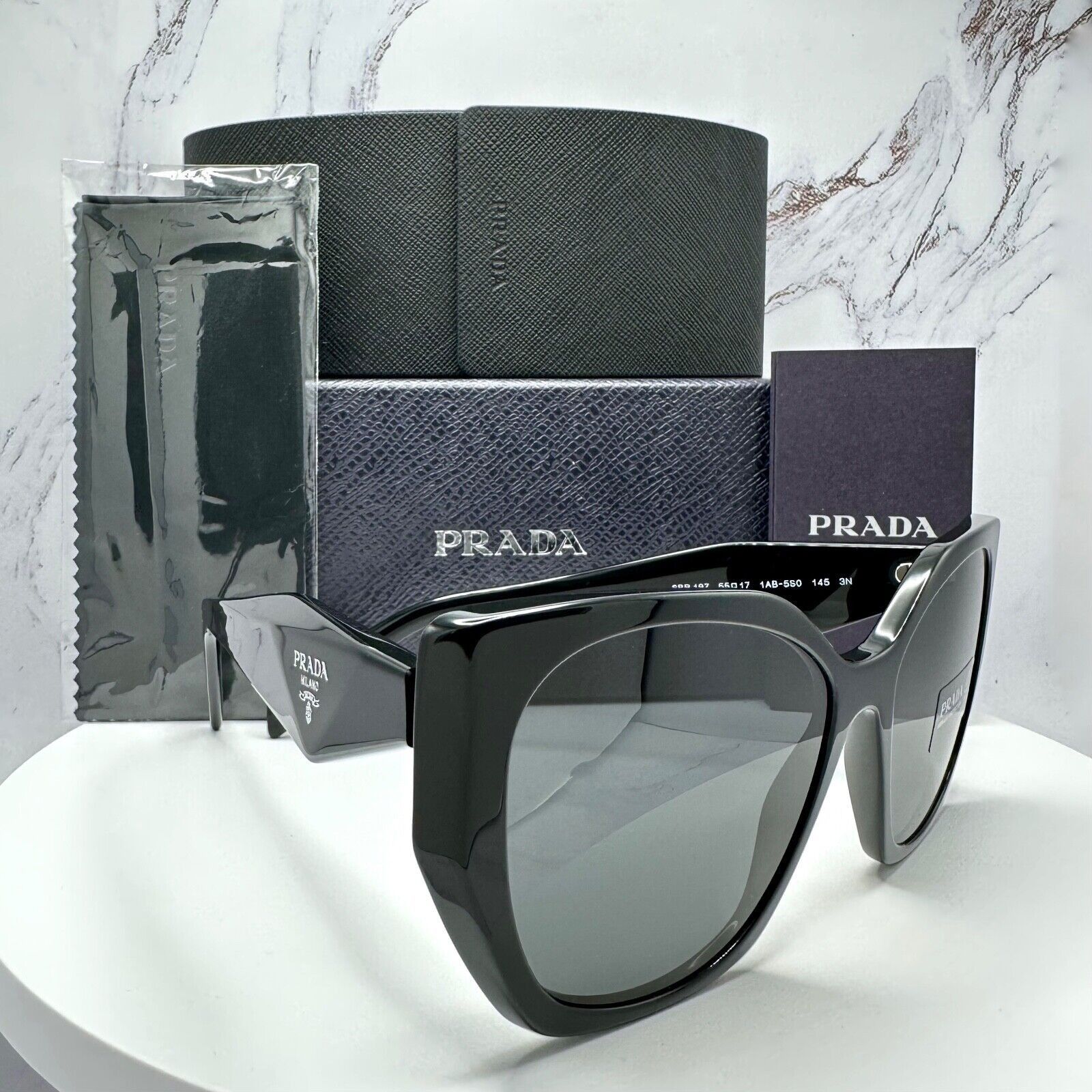 Prada New PRADA Sunglasses Black Symbole 100% Authentic Cat Eye Size ONE SIZE - 4 Thumbnail