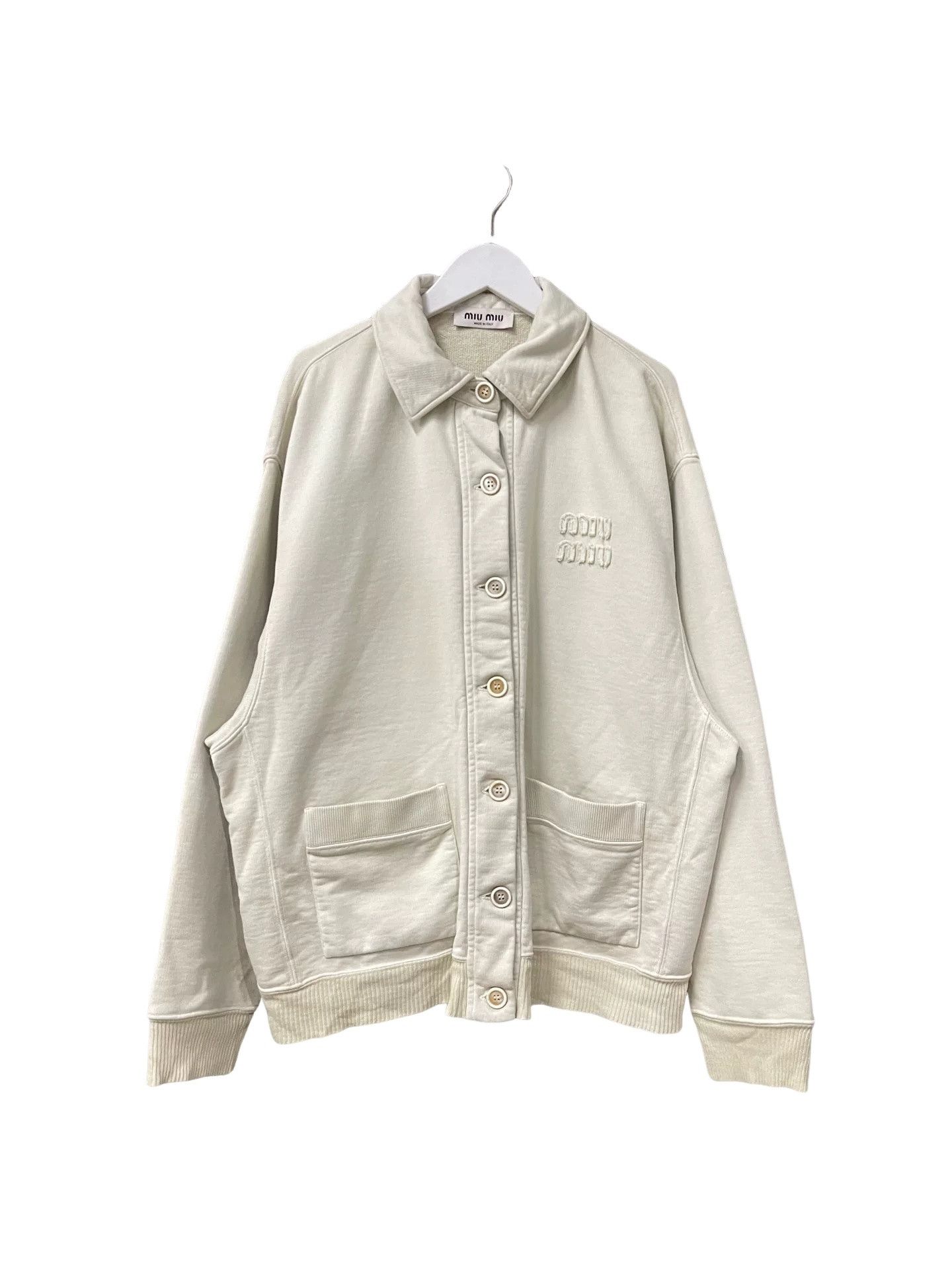 Miu Miu Miu Miu Logo Button-Up Jacket Beige Size S Size S / US 4 / IT 40 - 1 Thumbnail