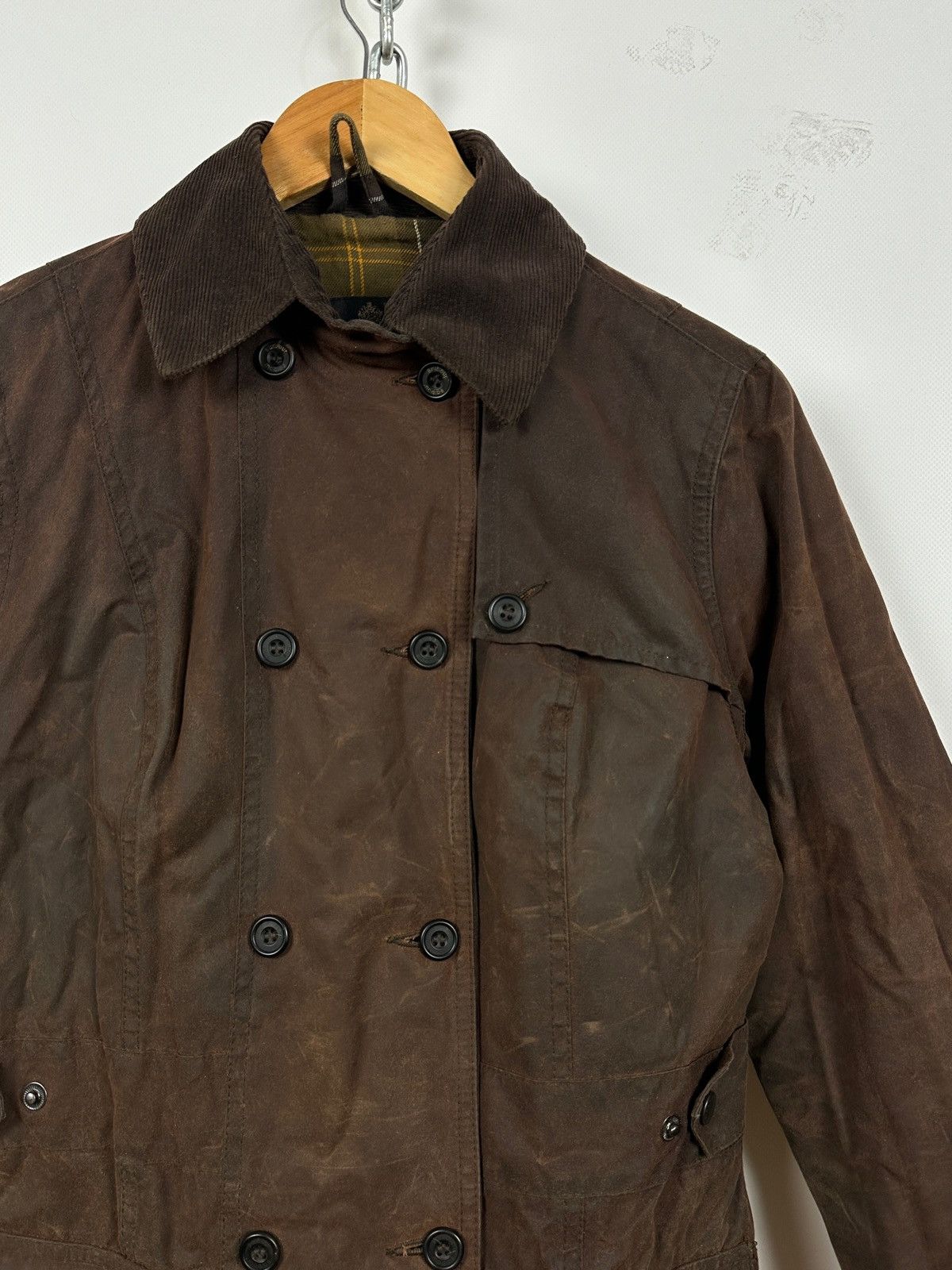 Barbour Double Breasted Brown Waxed Coat Jacket