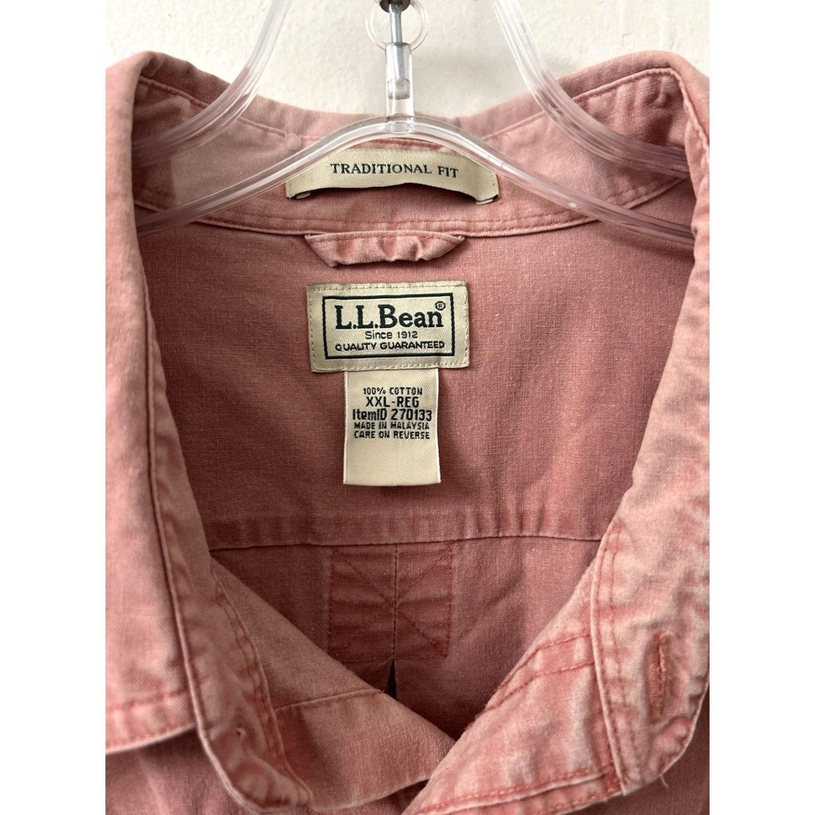 Vintage LL Bean Sunwashed Canvas Shirt Mens 2XL Pink Traditional Fit Button Down 270133 Size US XXL / EU 58 / 5 - 5 Thumbnail