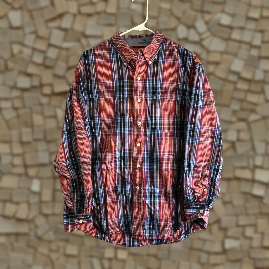Izod IZOD Mens Large Red Plaid Long Sleeve Button-Down Collar Shirt Size US L / EU 52-54 / 3 - 1 Thumbnail