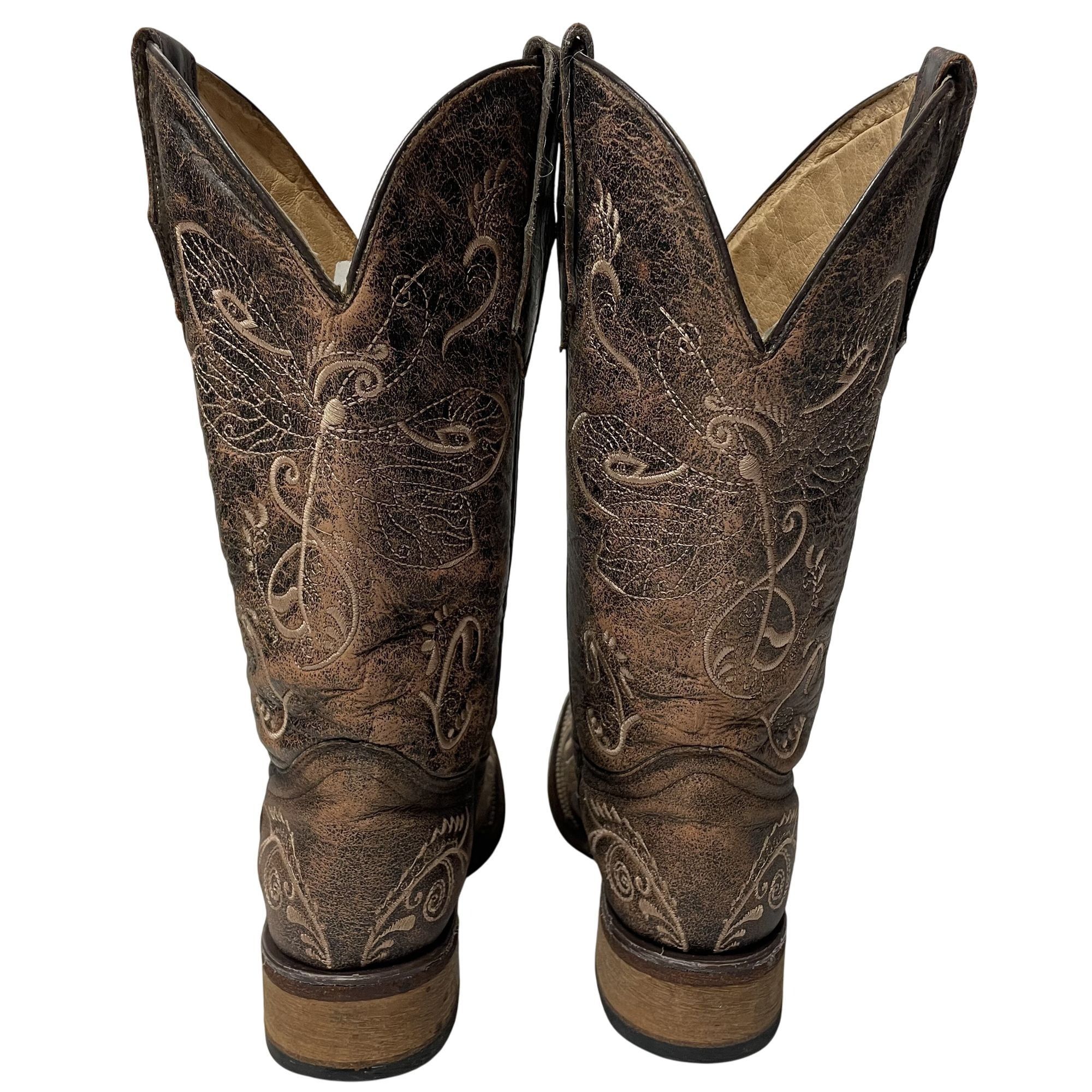Other Circle G Distressed Style Stitched DRAGONFLY Western Boots Size US 8 / IT 38 - 4 Thumbnail