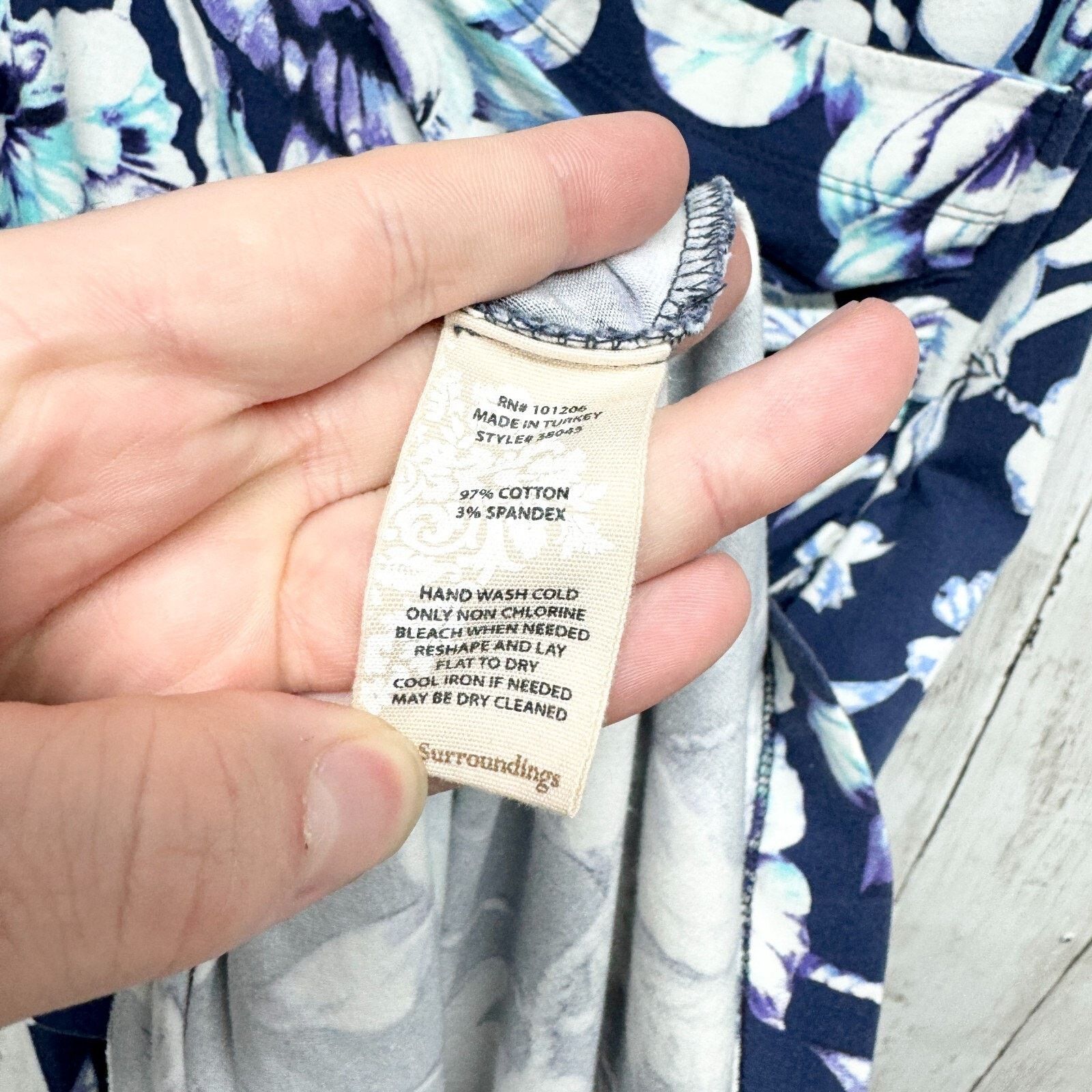 Other Soft Surroundings Blue White Floral Cap Sleeve Faux Wrap Med Size M / US 6-8 / IT 42-44 - 4 Thumbnail