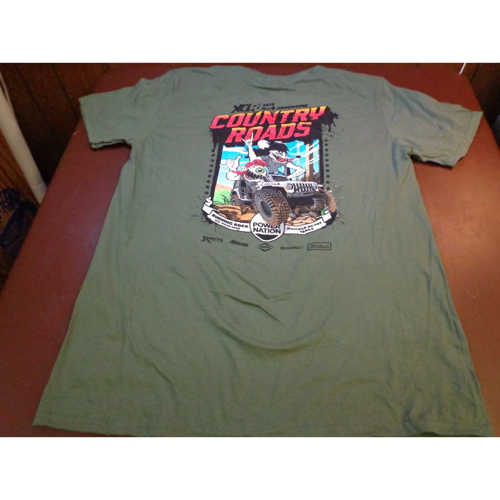 Gildan Country Roads 2019 4x4 Off Road Park Jeep ATV Trails T Shirt Army Green Large Men Gildan Graphic Tee Size US L / EU 52-54 / 3 - 8 Thumbnail