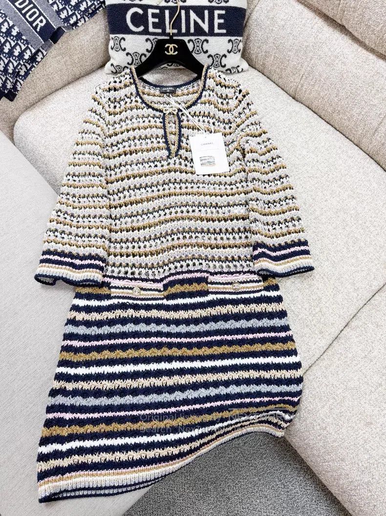 Chanel Chanel Gold-plated fine glitter bow button mixed color kni Size XS / US 0-2 / IT 36-38 - 2 Thumbnail