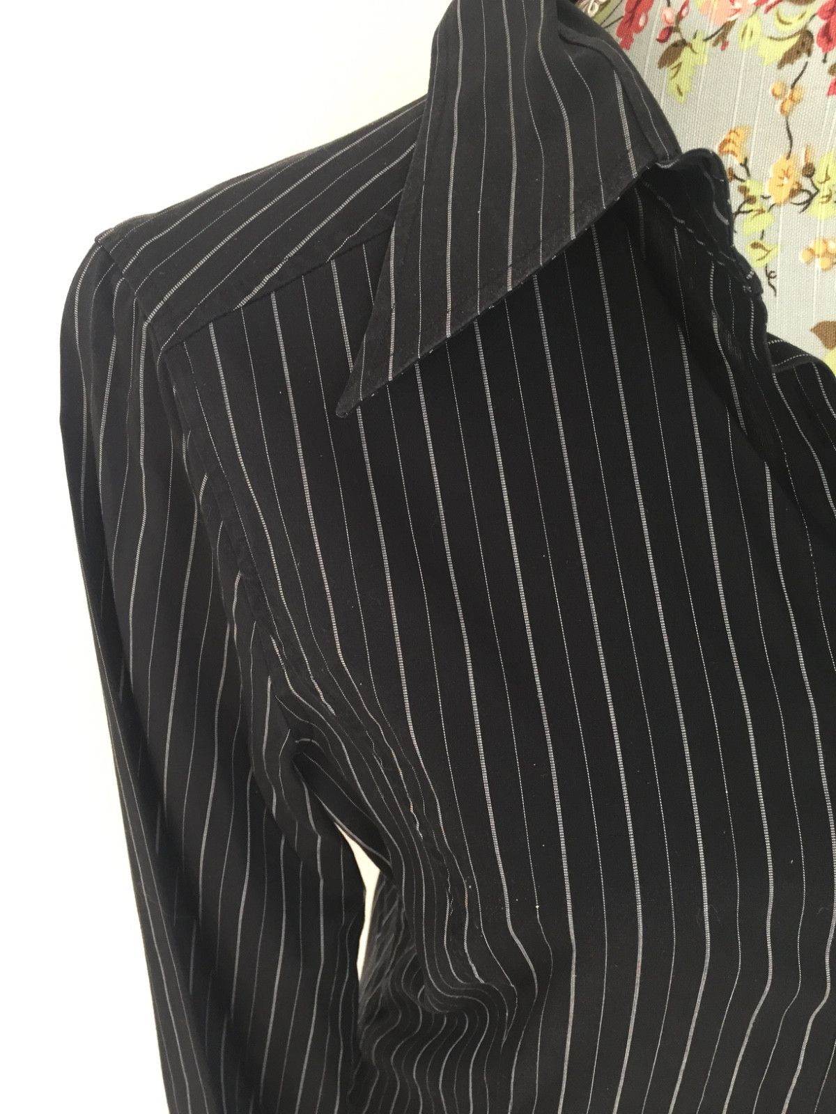 Dolce & Gabbana DOLCE & GABBANA Women's designer Black Pinstripe Shirt luxe Size L / US 10 / IT 46 - 3 Thumbnail