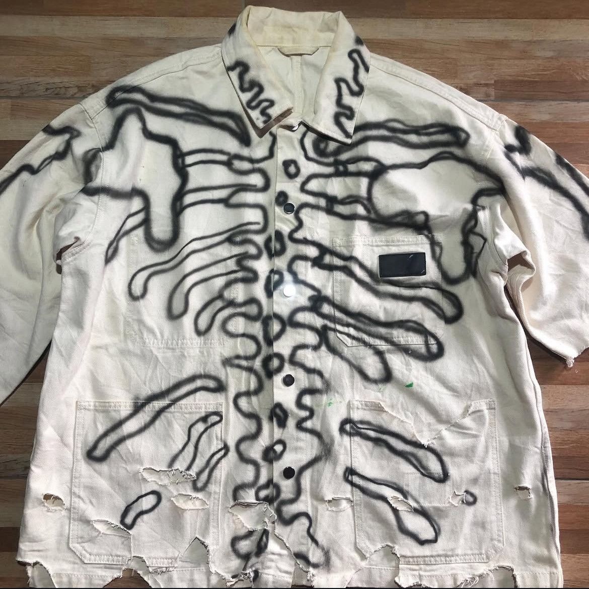 Hysteric Glamour 2000s Takeo Kikuchi Skeleton Destroy Snap Shirt y2k Size US L / EU 52-54 / 3 - 3 Thumbnail