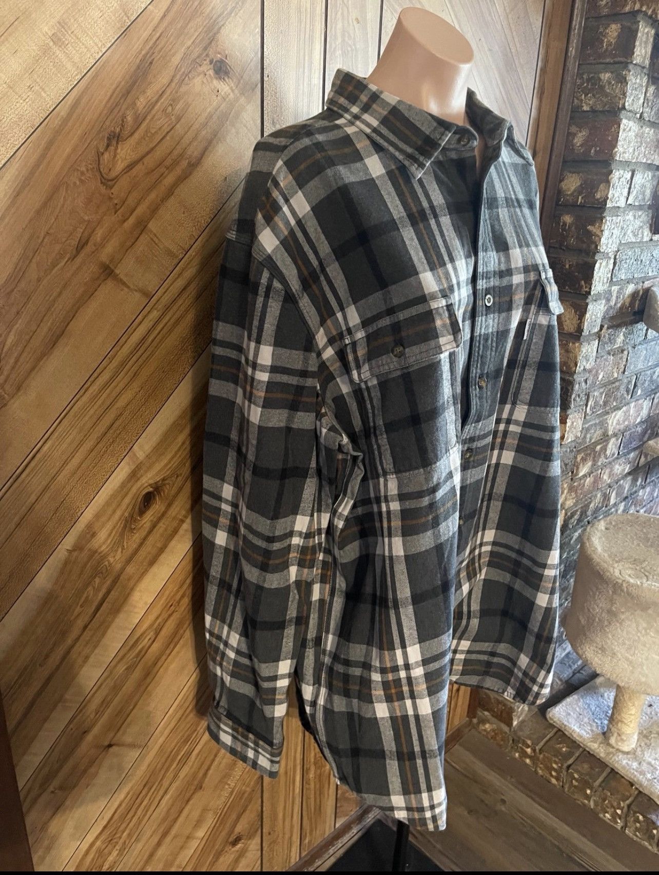 Carhartt Carhartt Men’s 2XL Gray Heavy Plaid Fleece Button Up Shirt Size US XXL / EU 58 / 5 - 4 Thumbnail