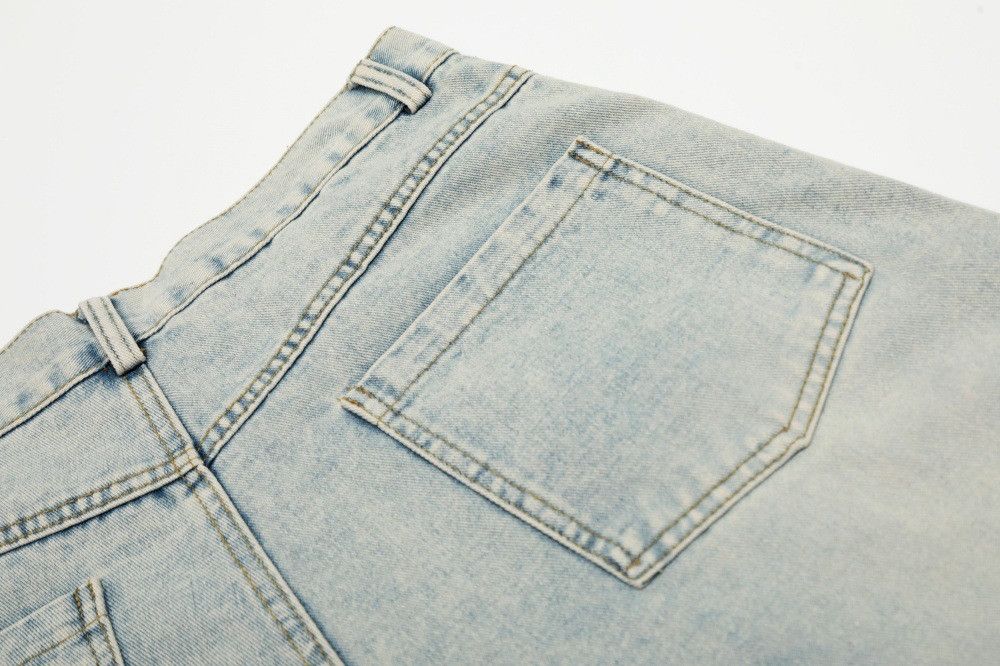 Jean Men's punk distressed loose embroidered washed denim shorts Size US 32 / EU 48 - 5 Thumbnail