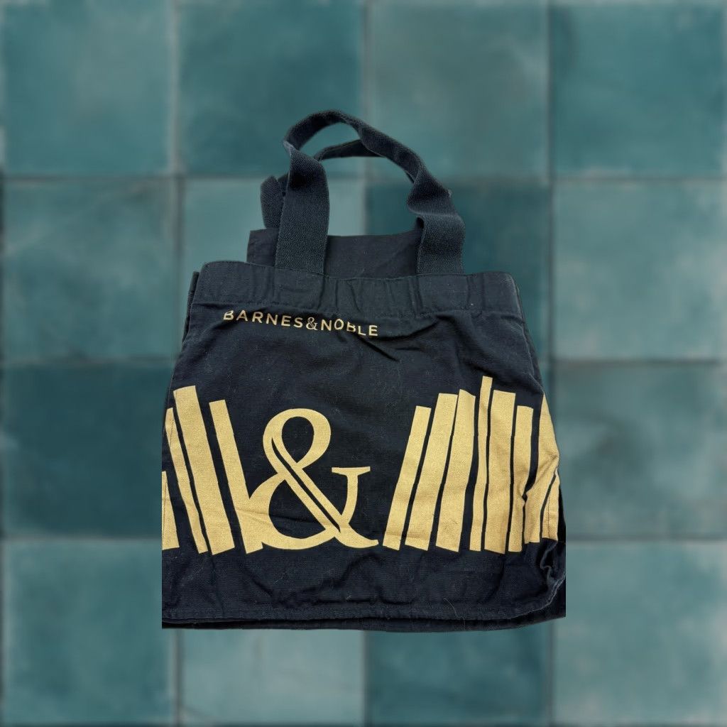 Vintage Barnes & Noble Tote Bag Black Gold Canvas Bookstore Reusable Shopper Grocery Size ONE SIZE - 1 Thumbnail