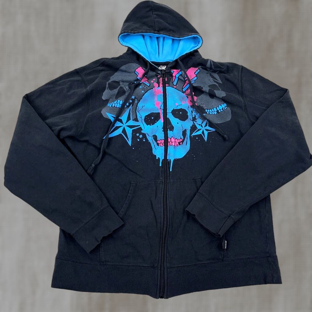 VINTAGE Hybird Hoodie Men Large Full Zip Jacket Graphic