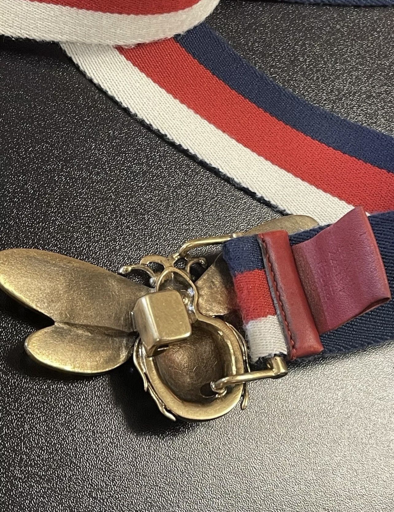 Gucci Gucci Sylvie Bee Web Buckle Belt Tricolor Canvas Size 75cm Size ONE SIZE - 7 Thumbnail