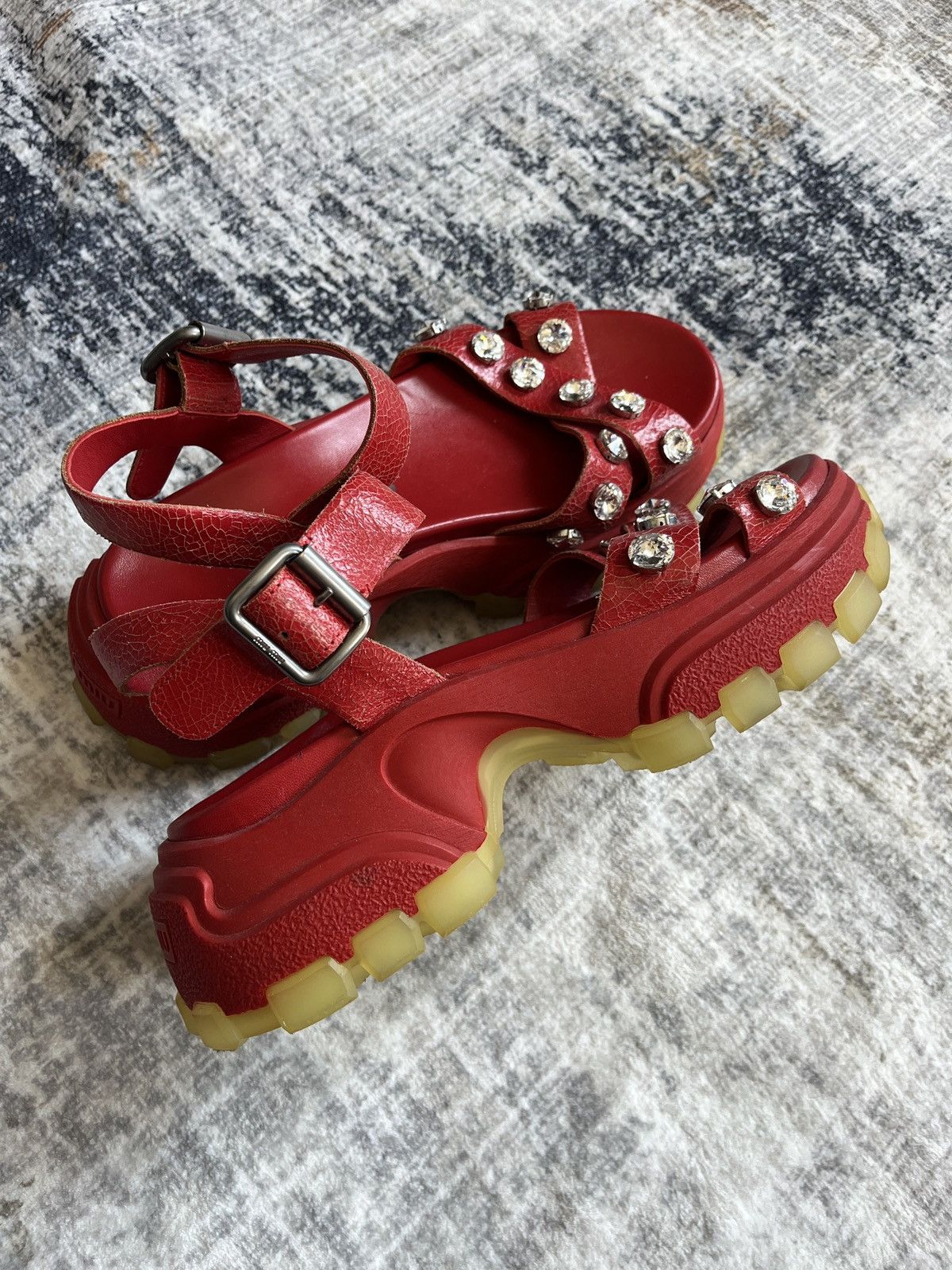 Miu Miu Miu Miu Red Platform Sandals (unisex) Size US 11 / IT 41 - 15 Thumbnail