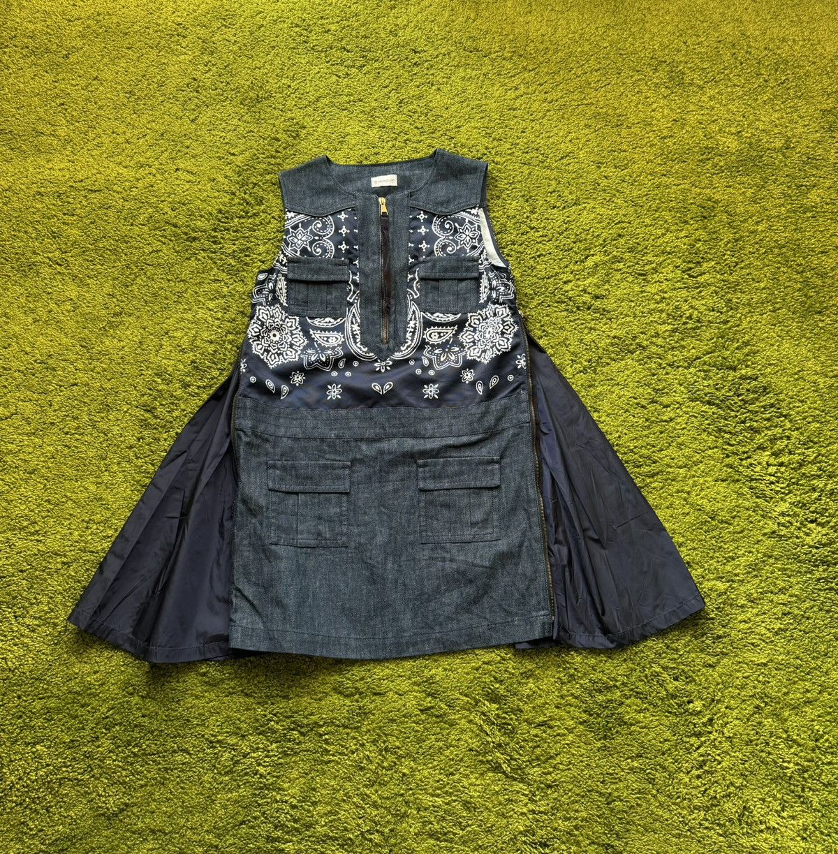 Designer × Moncler × Moncler Grenoble Moncler bandana pattern denim dress abito senza maniche Size M / US 6-8 / IT 42-44 - 1 Thumbnail