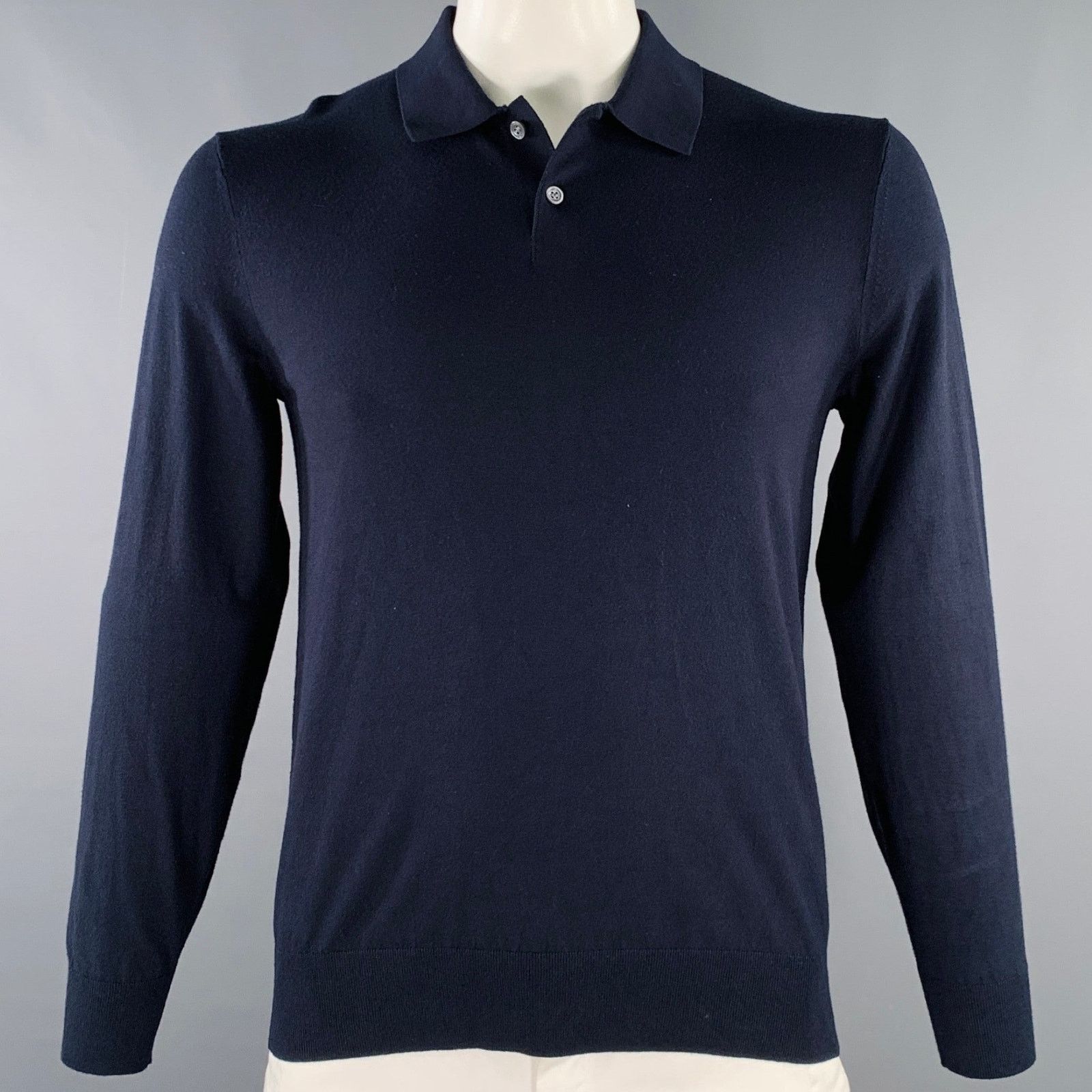 Theory THEORY Size M Goris Navy Viscose Blend Polo Pullover Size US M / EU 48-50 / 2 - 1 Thumbnail