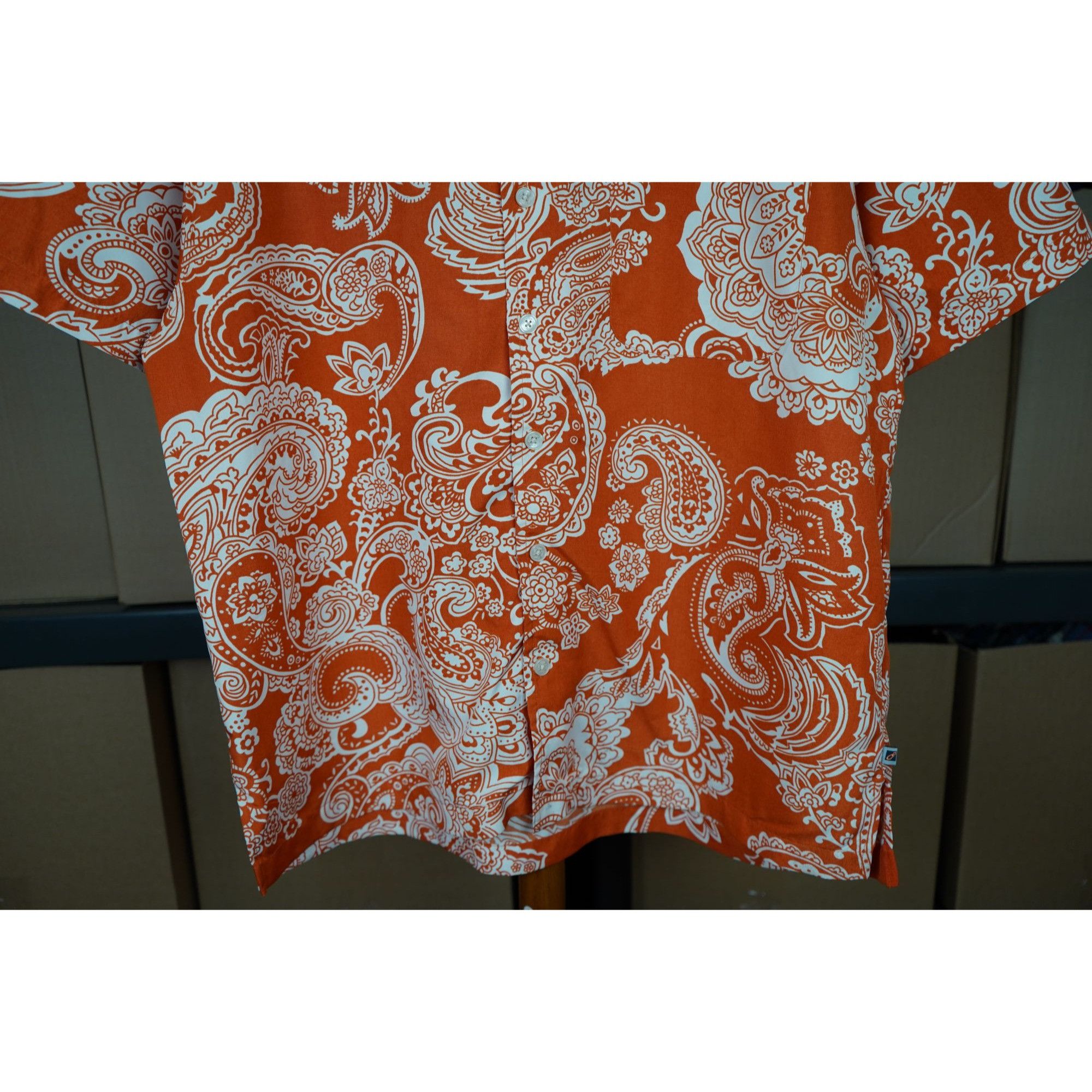 Vintage 90s Orange Paisley Pattern Shirt Men's L #356 Size US L / EU 52-54 / 3 - 4 Thumbnail