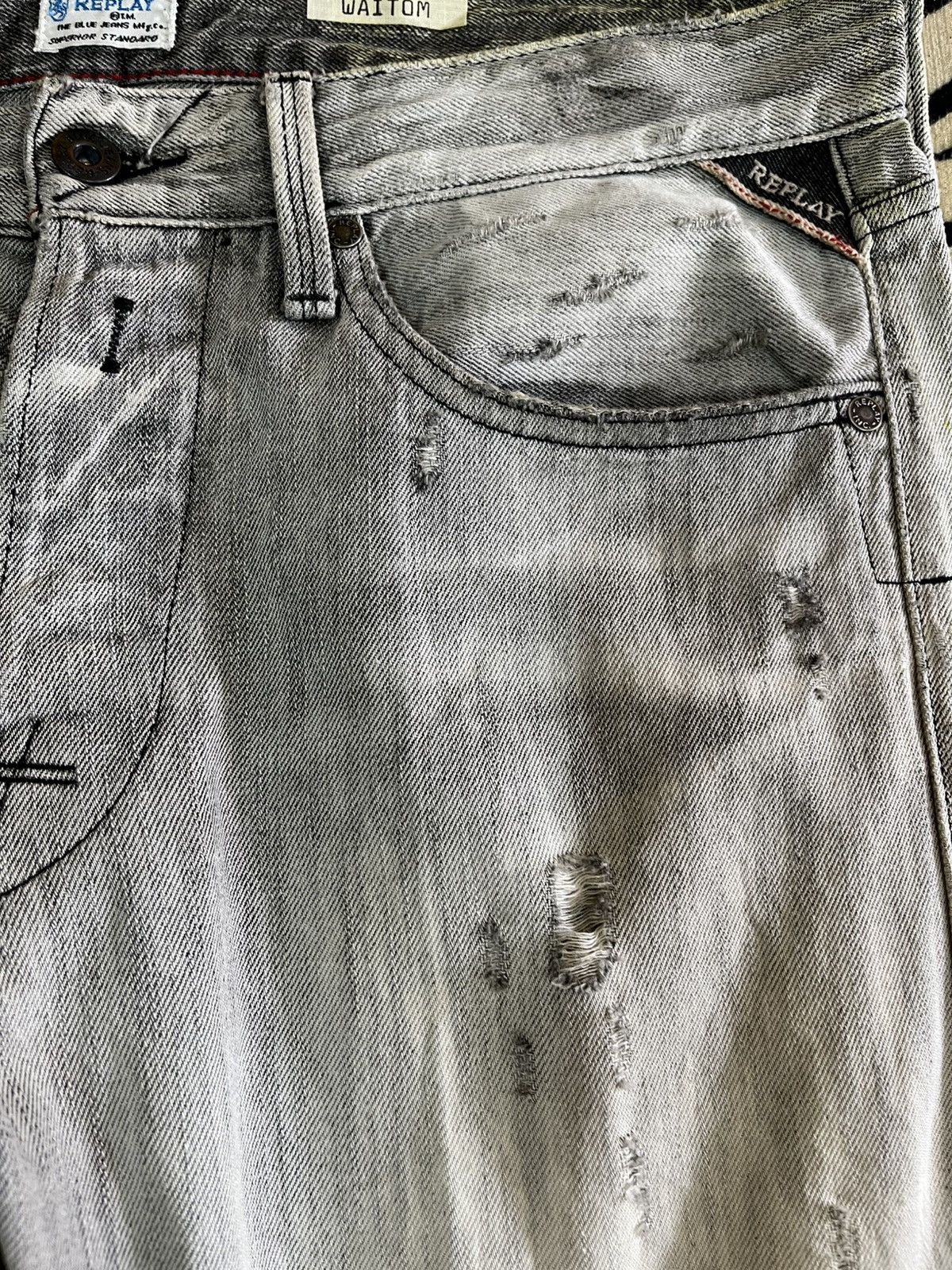 Beauty Beast × Replay Vintage Replay Waitom Distressed Denim Size US 35 - 10 Thumbnail