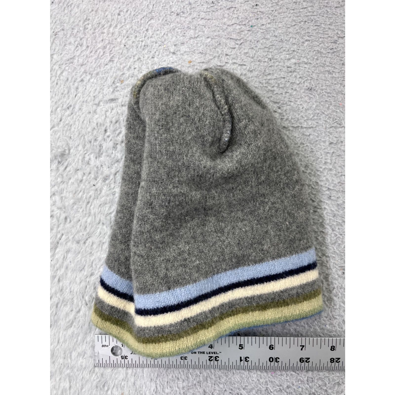 Old Navy Old Navy Beanie Toque Adult One Size Blue Gray Green Stripe Knit Lambswool Pom Hat Mens Beanie Wool Knit Ski Style Size ONE SIZE - 5 Thumbnail