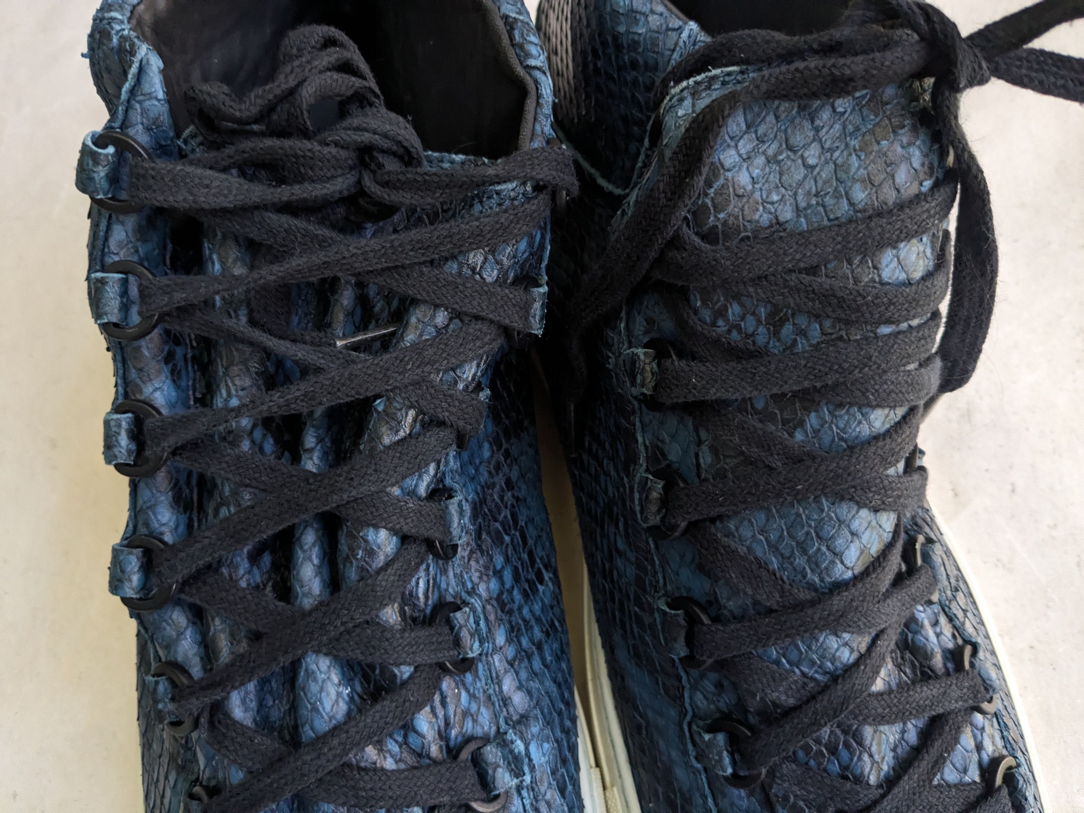 Balenciaga Balenciaga Arena Blue 12 High Tops Leather Snakeskin Size US 12 / EU 45 - 5 Thumbnail