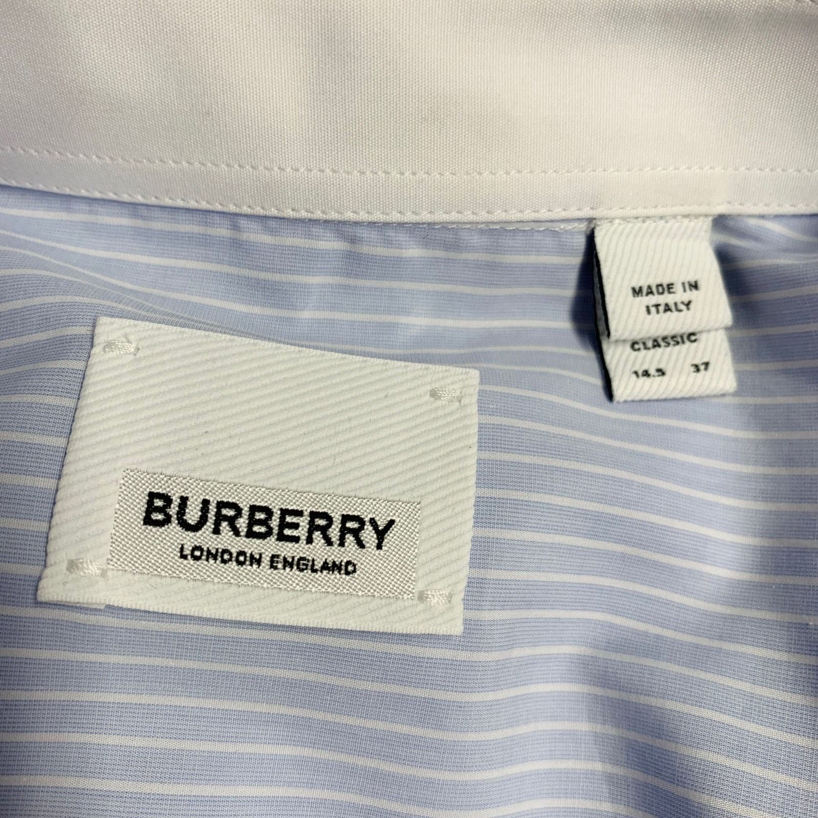 Burberry Blue White Stripe Cotton Crystal Embellishment Shirt Size US S / EU 44-46 / 1 - 7 Thumbnail