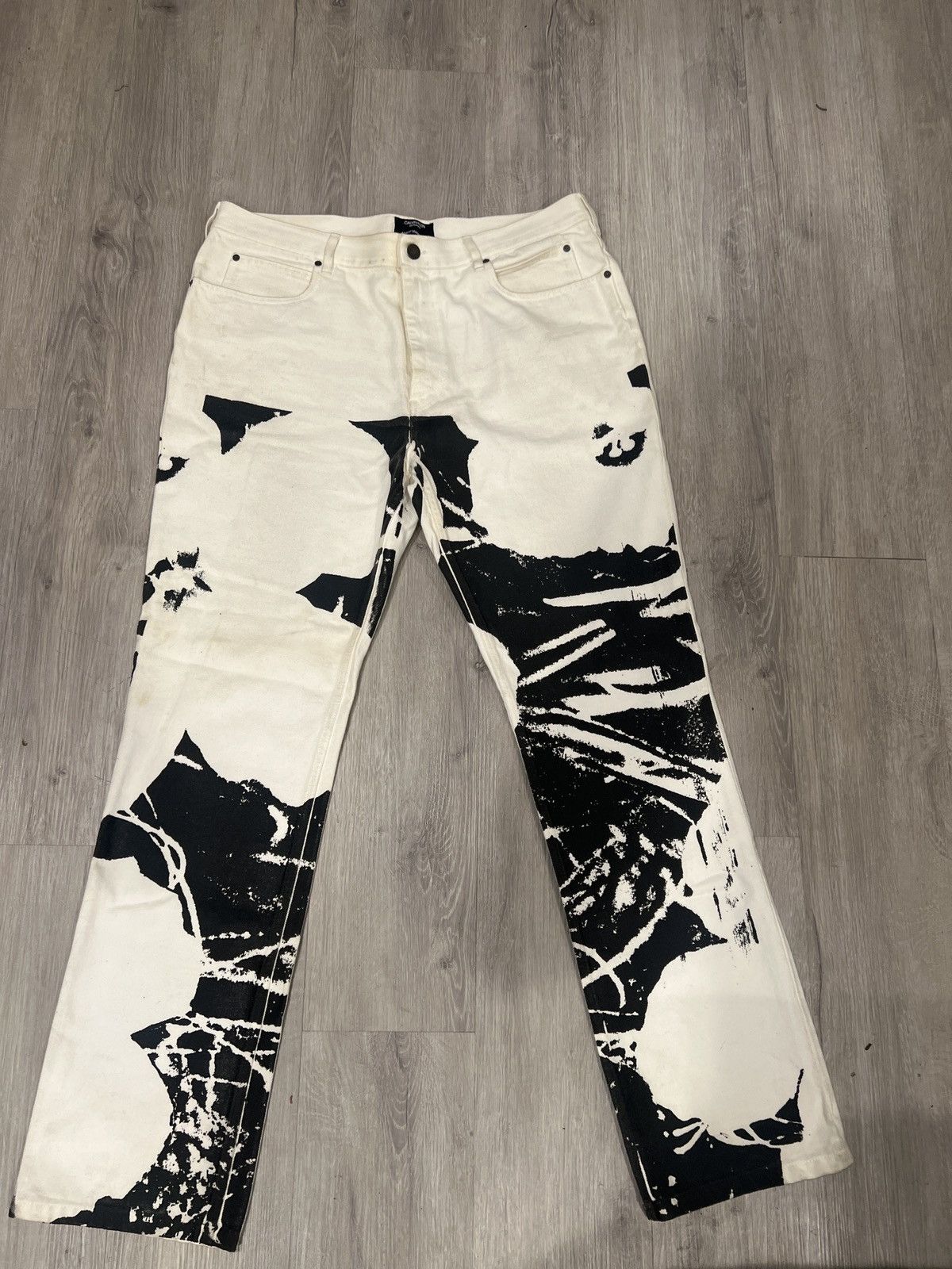 image of Calvin Klein 205W39Nyc Andy Warhol Flower Jeans in White, Men's (Size 38)