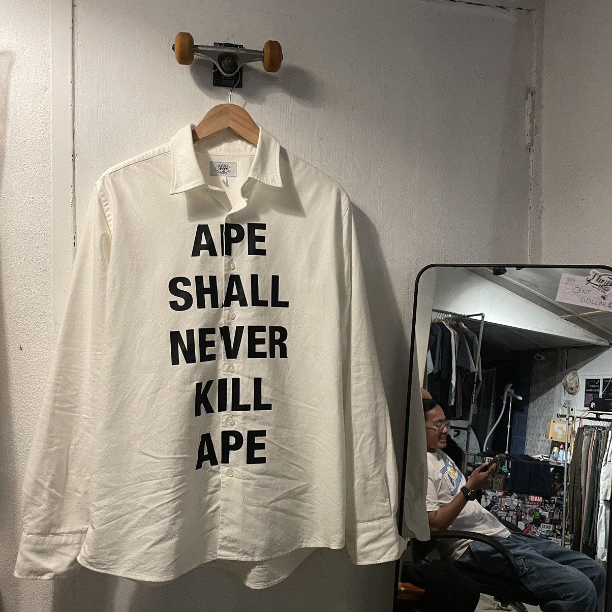 Bape Beautiful Bape Wording Ape Shall Never Kill Ape Button Ups Size US XL / EU 56 / 4 - 1 Thumbnail
