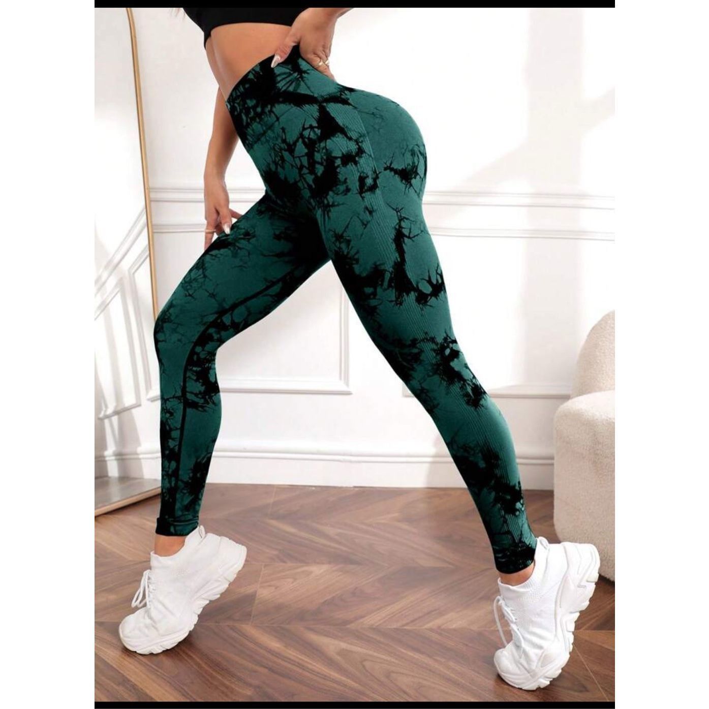 Other Green Black Tie-Dye Seamless High-Waist Leggings Women’s Siz Size 26" / US 2 / IT 38 - 2 Thumbnail