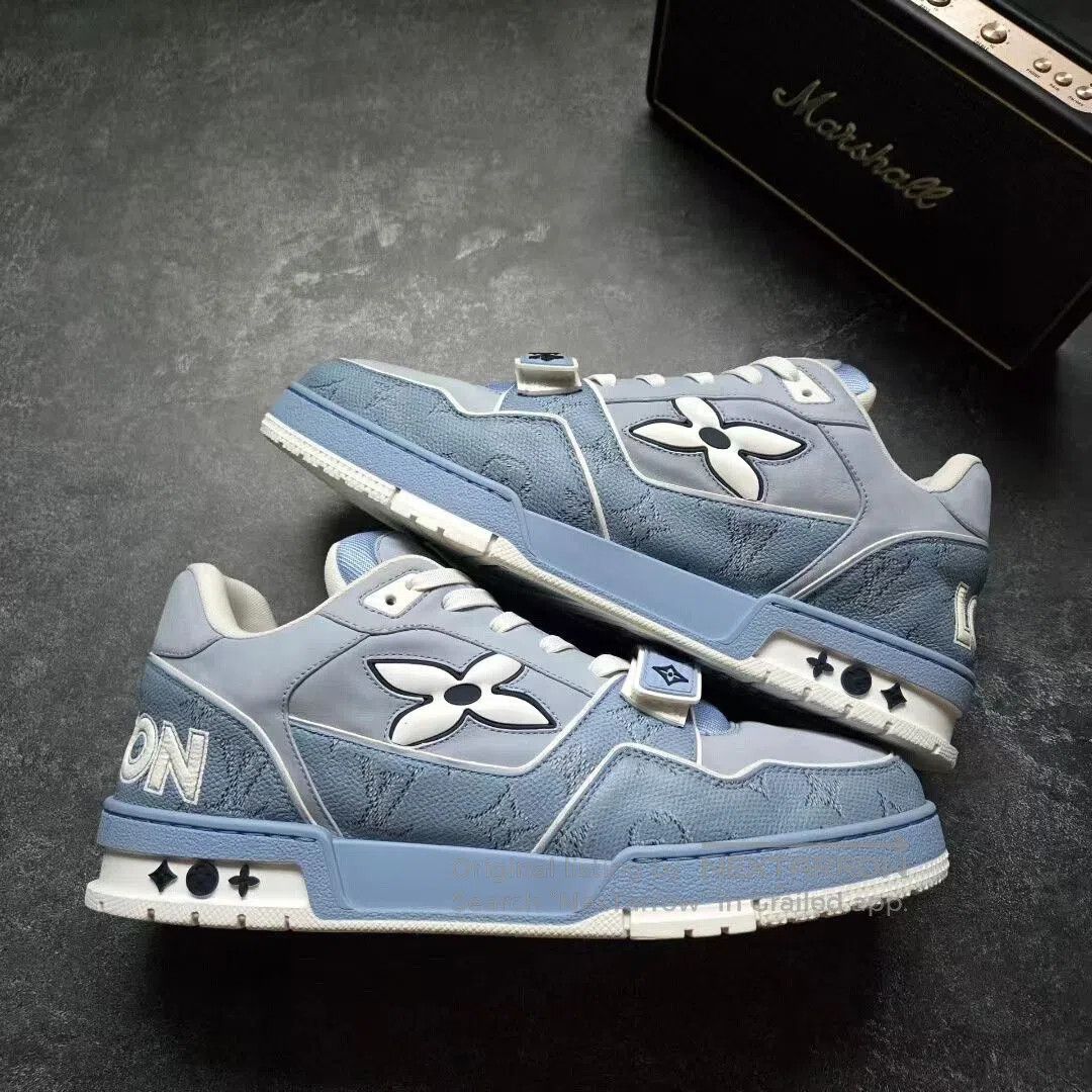 Louis Vuitton louis vuitton lv trainer blue and white sneakers. Size US 9 / EU 42 - 1 Thumbnail