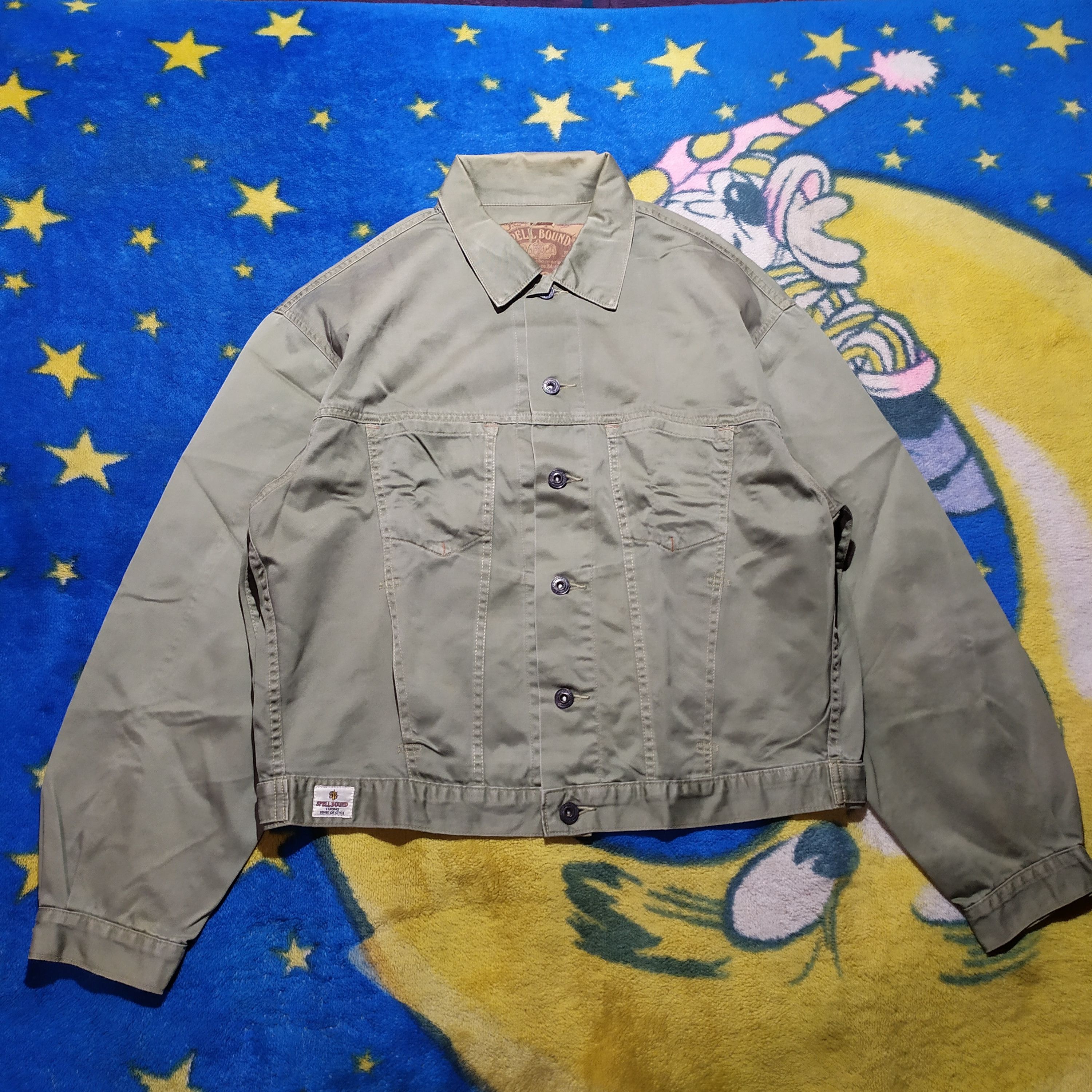 image of Spellbound Trucker Jacket Vintage in Denim/Tan, Men's (Size Large)