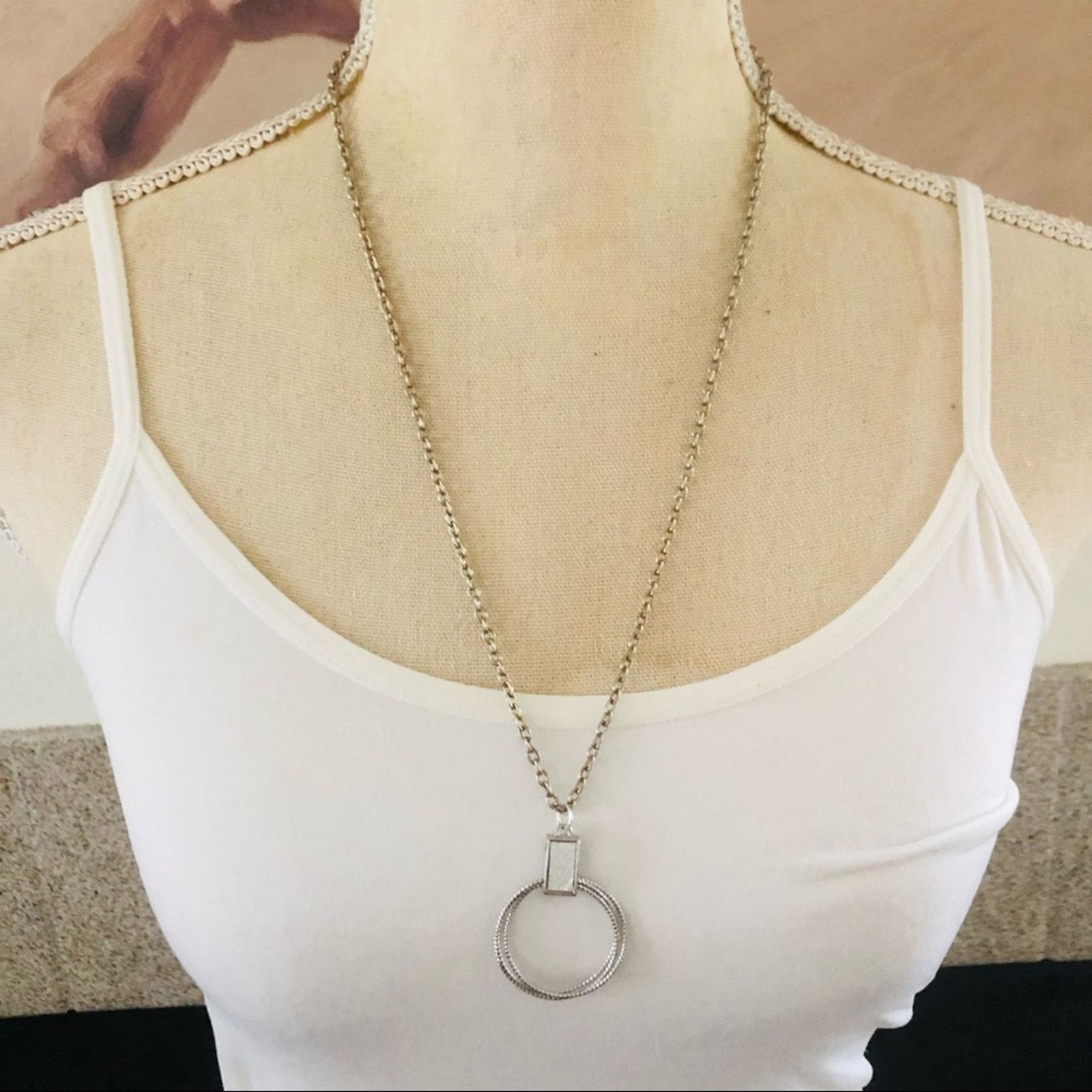 Handmade Hand crafted repurpose sparkle silver loop necklace Size ONE SIZE - 1 Thumbnail