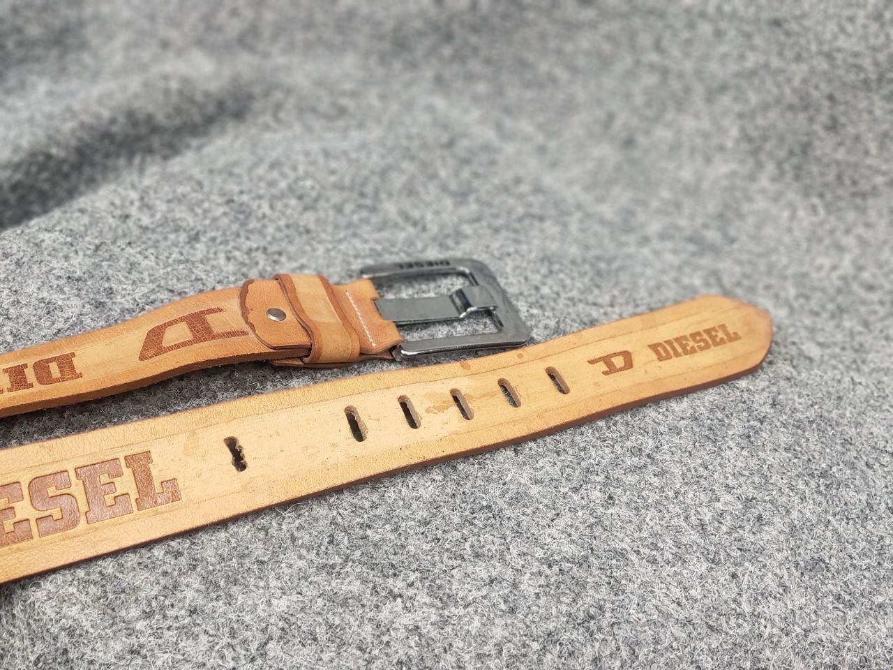 Vintage Vintage Diesel All Logo Y2k Style Brown Leather wide Belt Size ONE SIZE - 13 Thumbnail