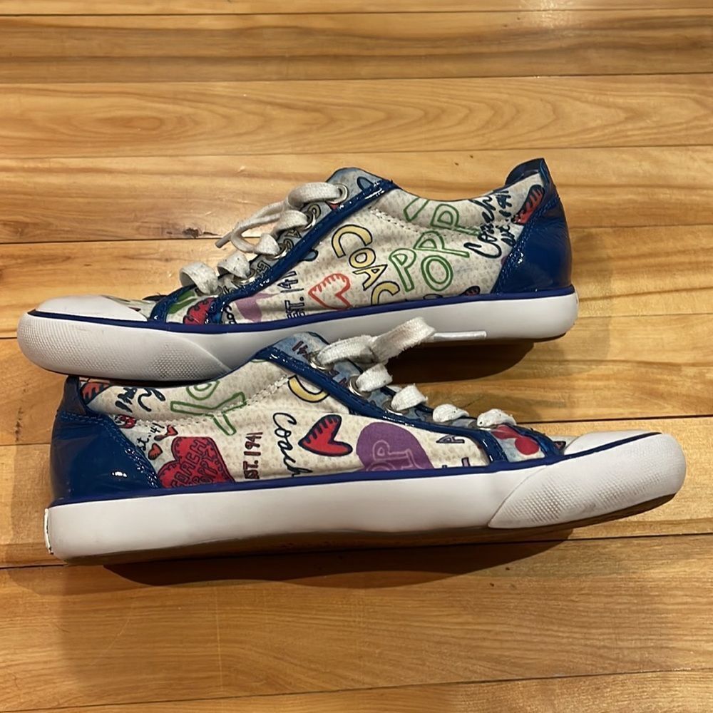 Coach Coach Barrett low top blue patent edged-accent patterned la Size US 6 / IT 36 - 6 Thumbnail