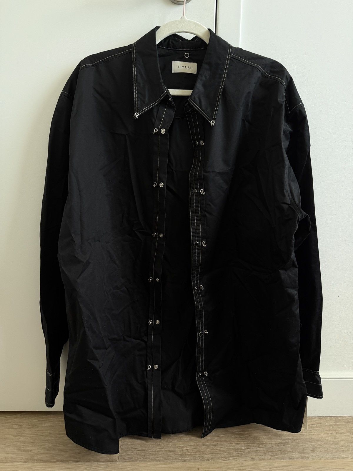 Lemaire Stand Collar Overshirt Zinc Size 44 22AW | Grailed