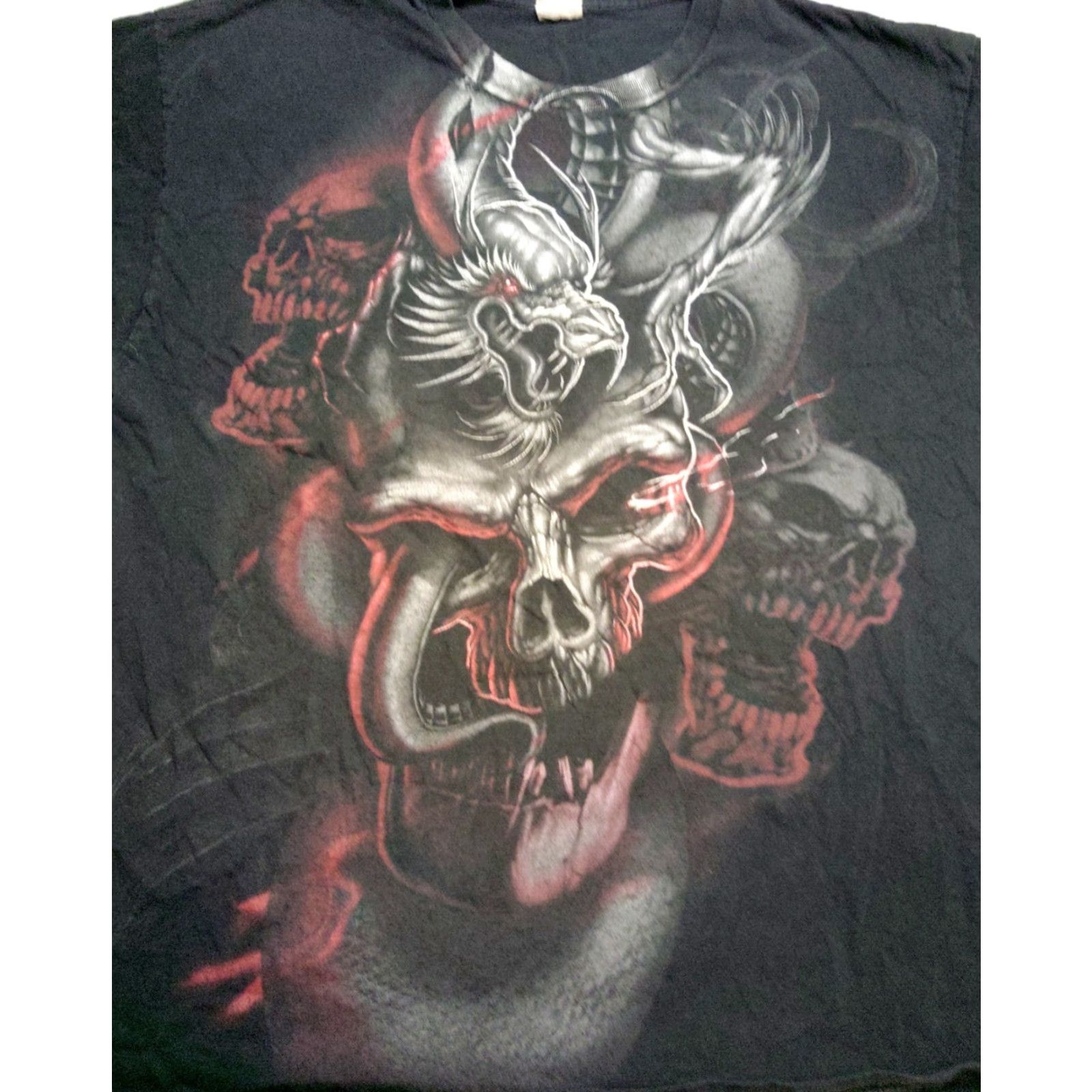 Gildan VTG Gildan Dragon Skulls Tribal Novelty T Shirt Adult XL Black Size US XL / EU 56 / 4 - 2 Thumbnail