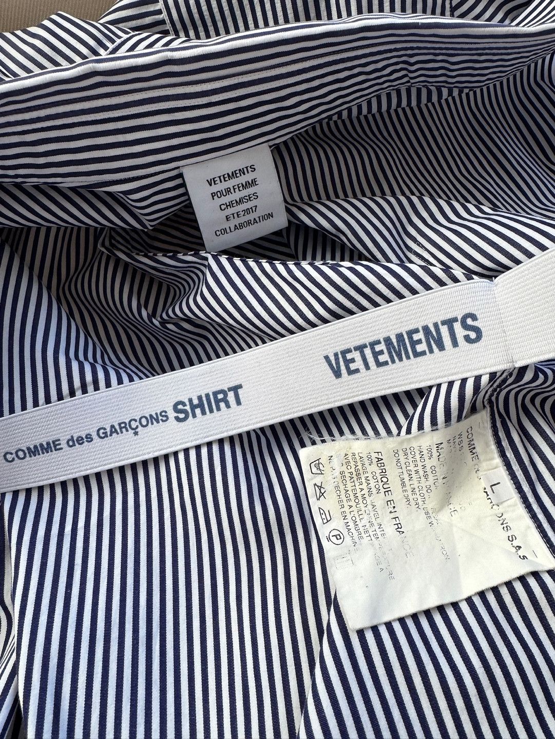 Comme des Garcons SHIRT × Vetements VETEMENTS COMME des GARCONS 17SS striped shirts Demna SS17 Size US L / EU 52-54 / 3 - 11 Thumbnail
