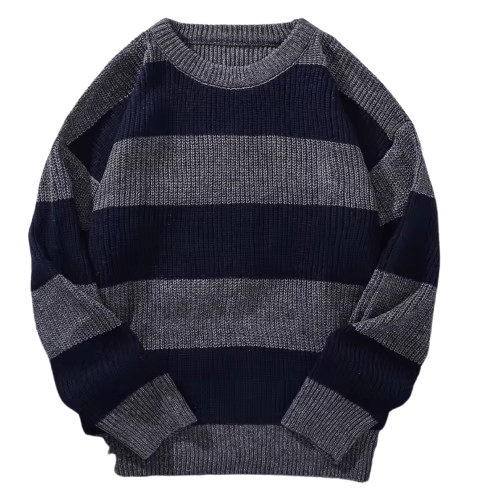 Japanese Brand Versatile Striped Sweater Jacquard Knitted Sweatshirt Size US L / EU 52-54 / 3 - 1 Thumbnail