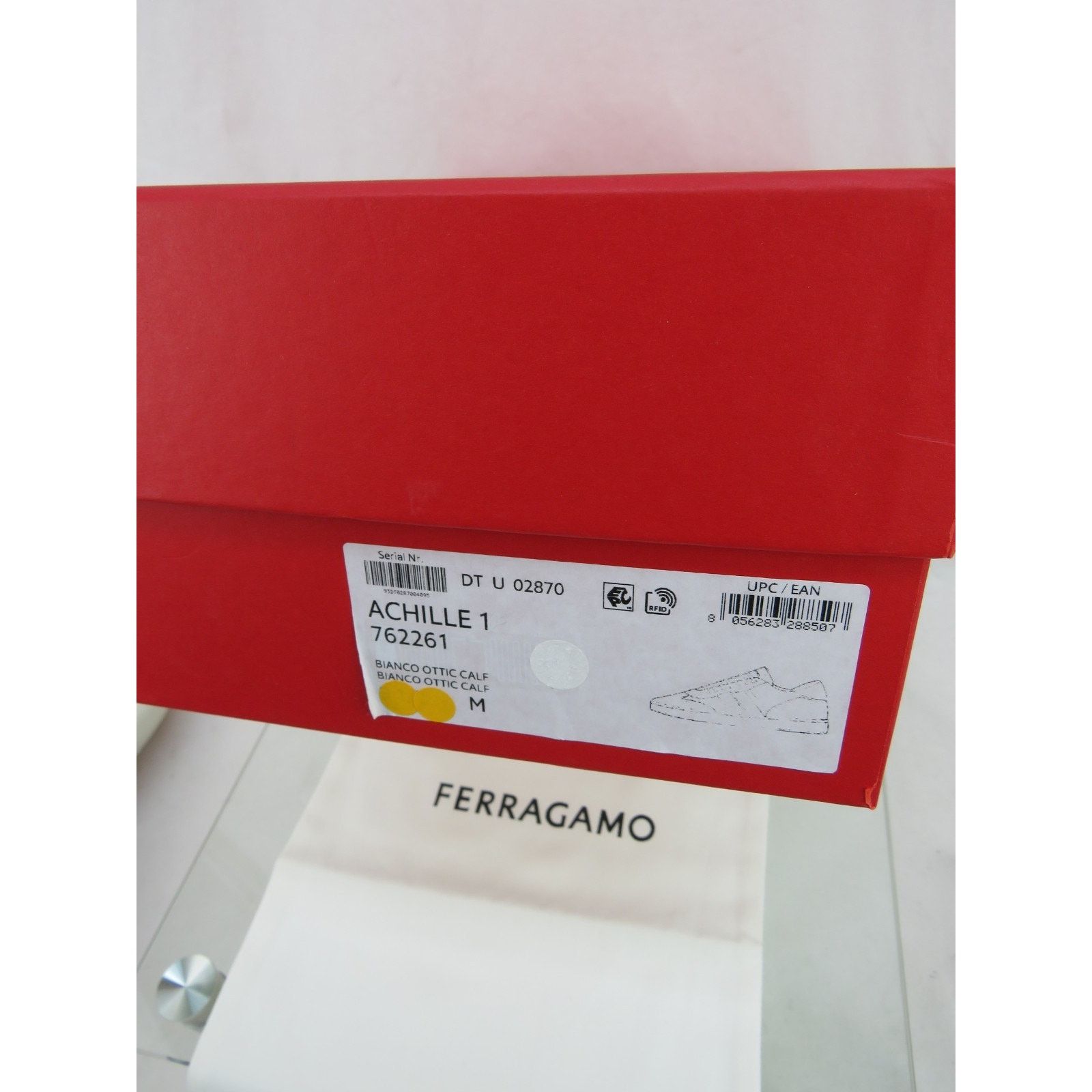 Salvatore Ferragamo FERRAGAMO ACHILLE WHITE RED LEATHER LOGO SNEAKERS 11.5 ITALY Size US 11.5 / EU 44-45 - 12 Thumbnail