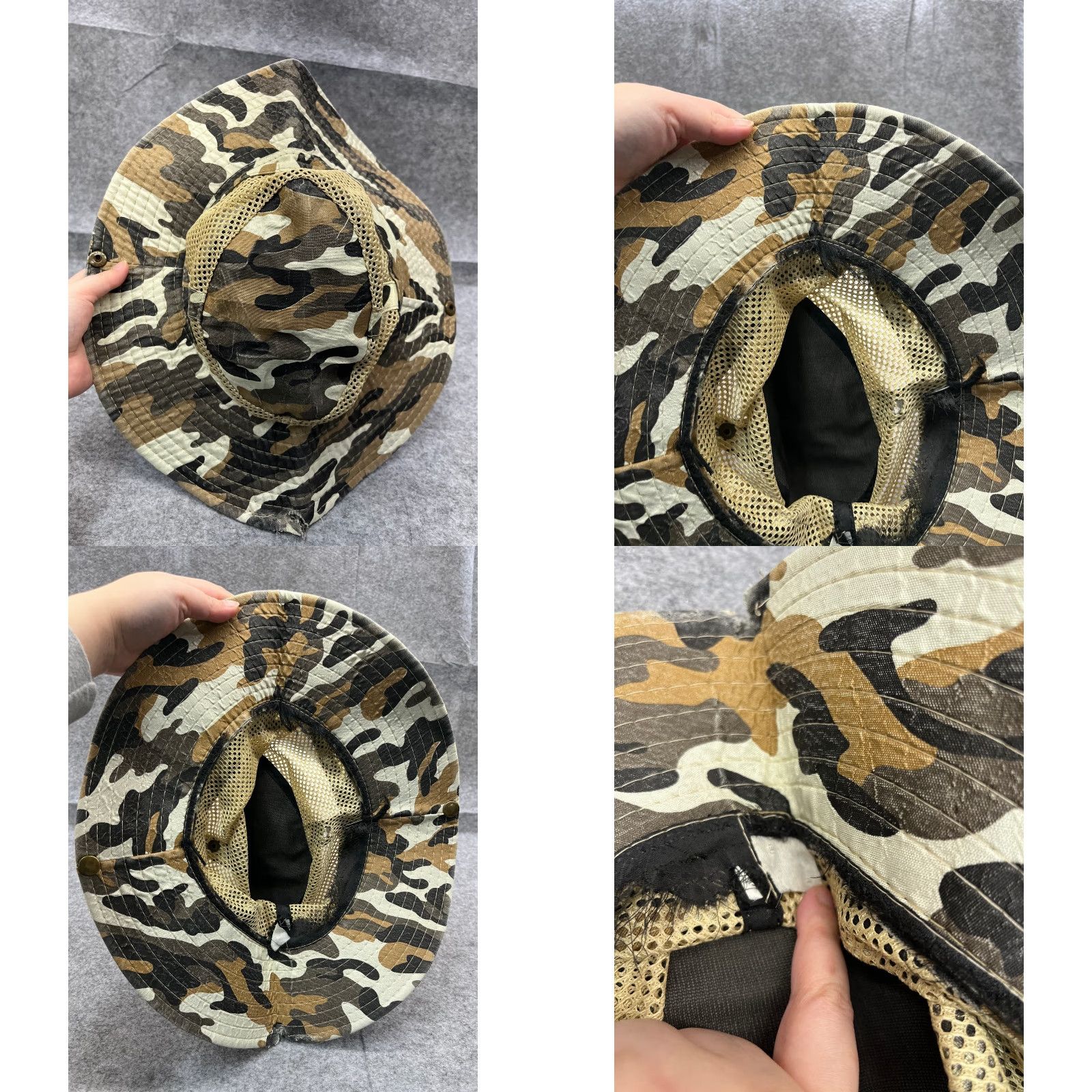 Vintage Camouflage Boonie Hat Adult One Size Beige Camo Polyester Fish Hike Camp Size ONE SIZE - 9 Thumbnail