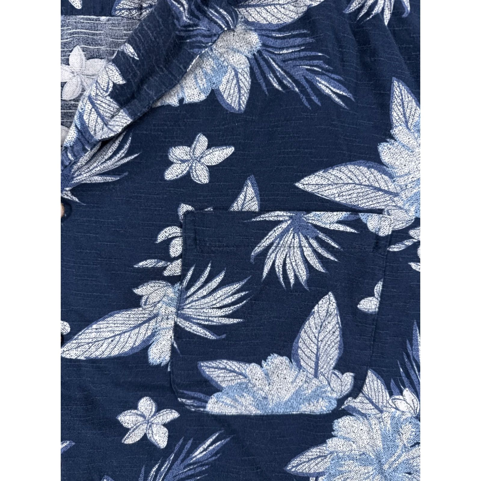George George Shirt Mens 3XL Floral Hawaiian Button-Up Blue White Cotton Palm Hibiscus Short Sleeve Casual Wear Mens Size US XXL / EU 58 / 5 - 6 Thumbnail